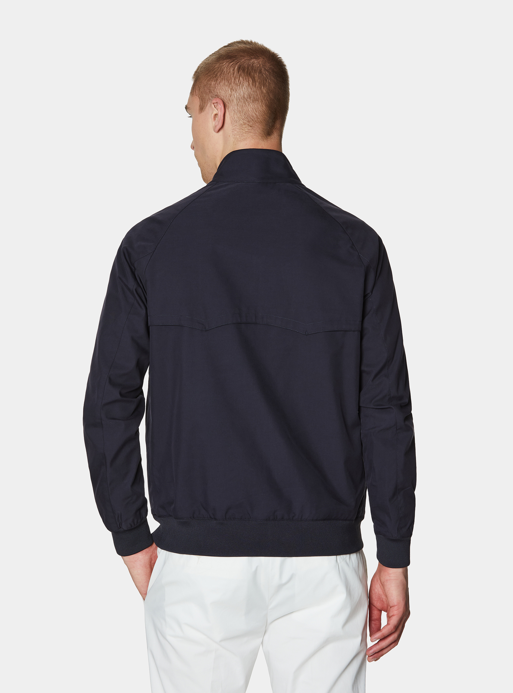Cotton blend bomber jacket, NAVY BLUE
