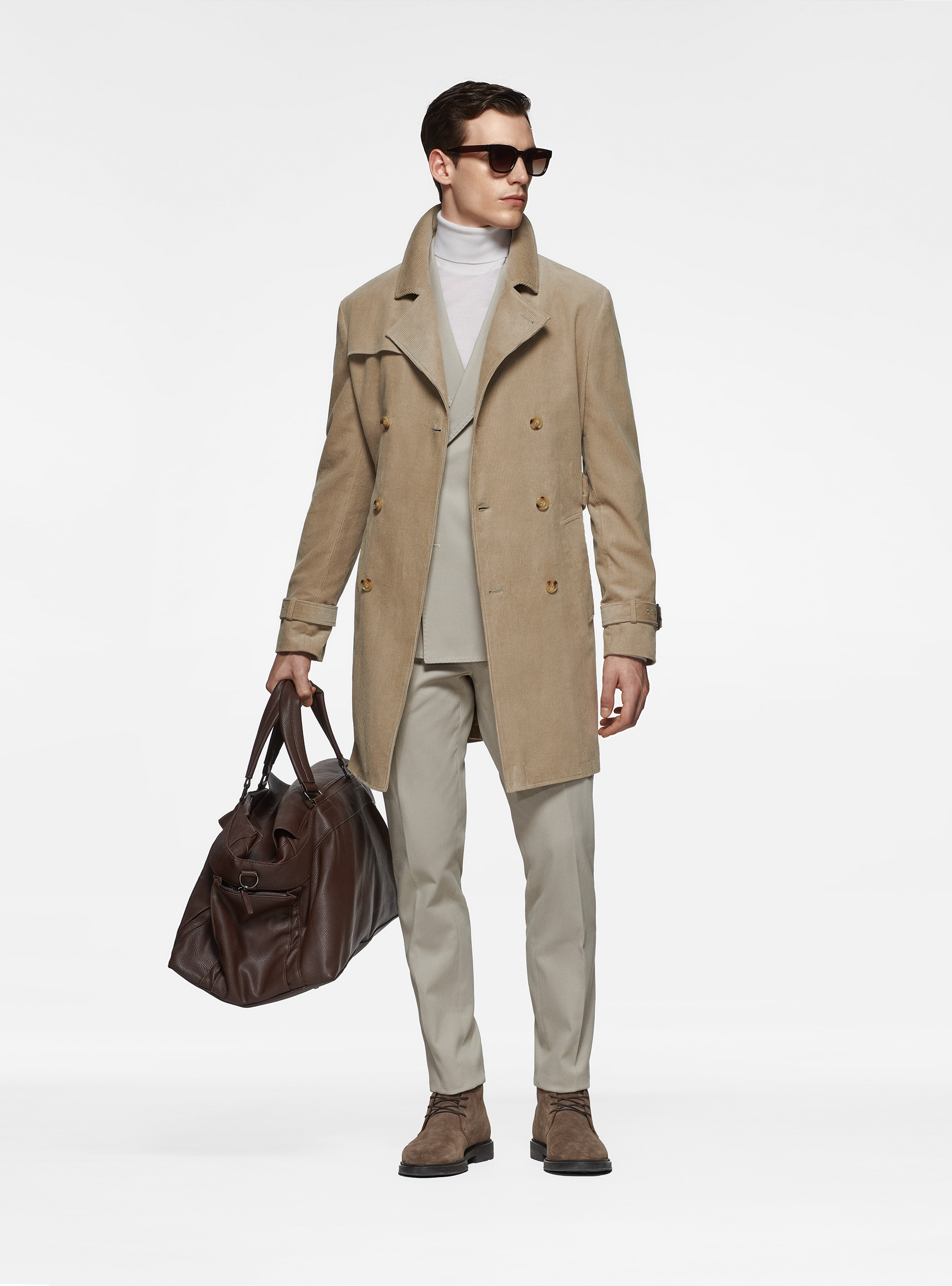 Trench-coat en velours, SABLE