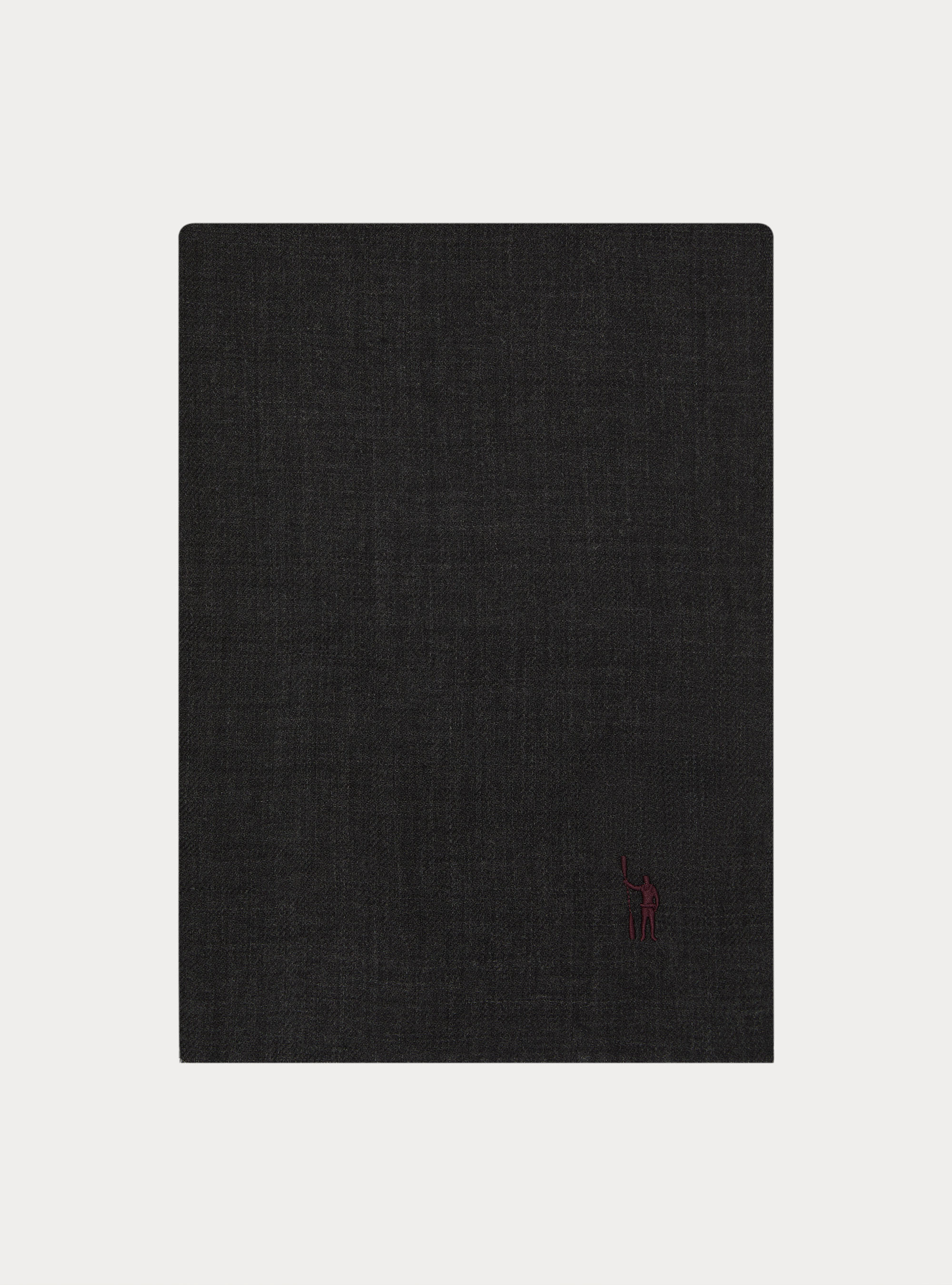 Lightweight embroidered wool scarf, ASPHALT GREY