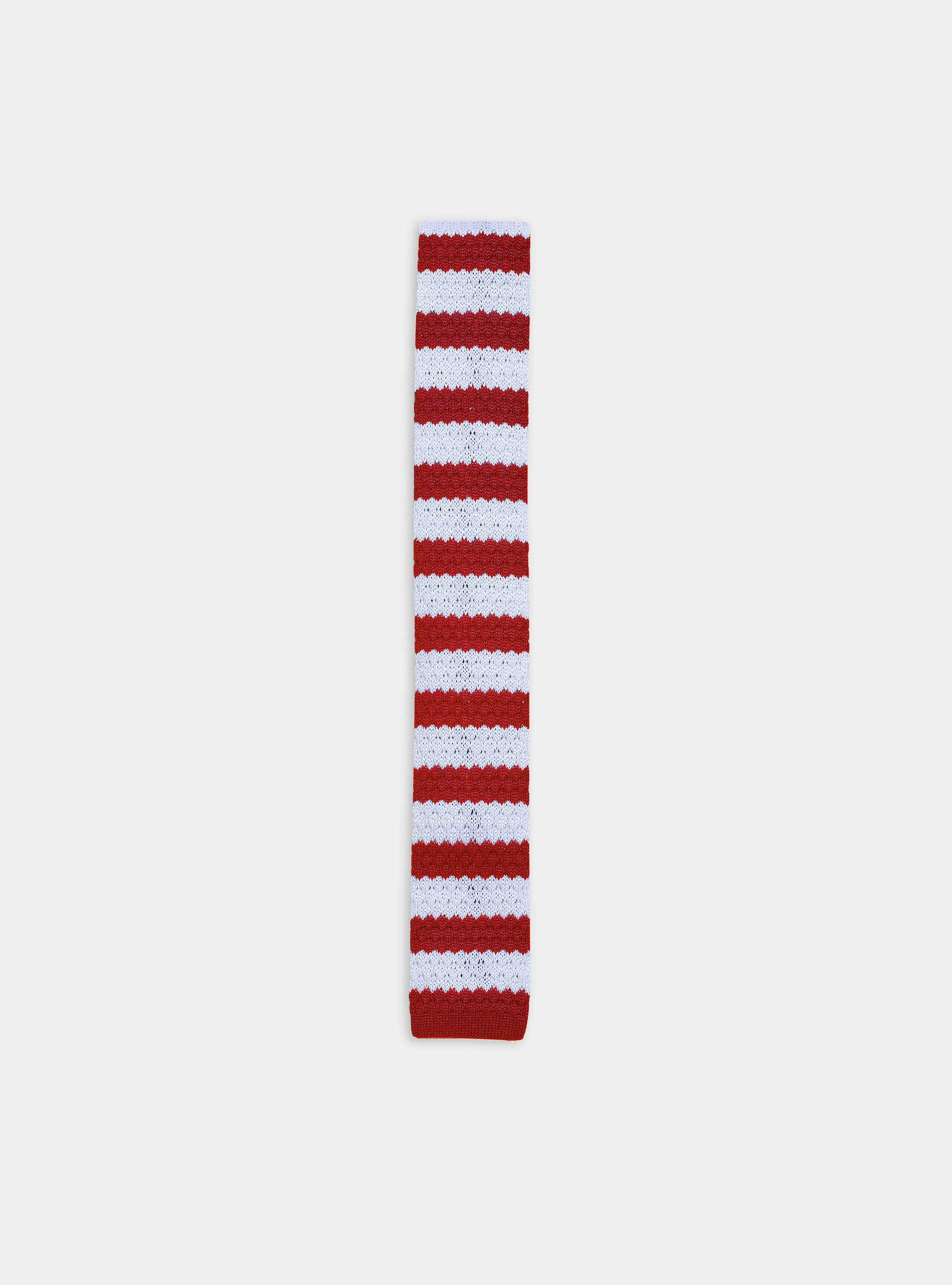 Striped knit tie, ROSSO 0300C