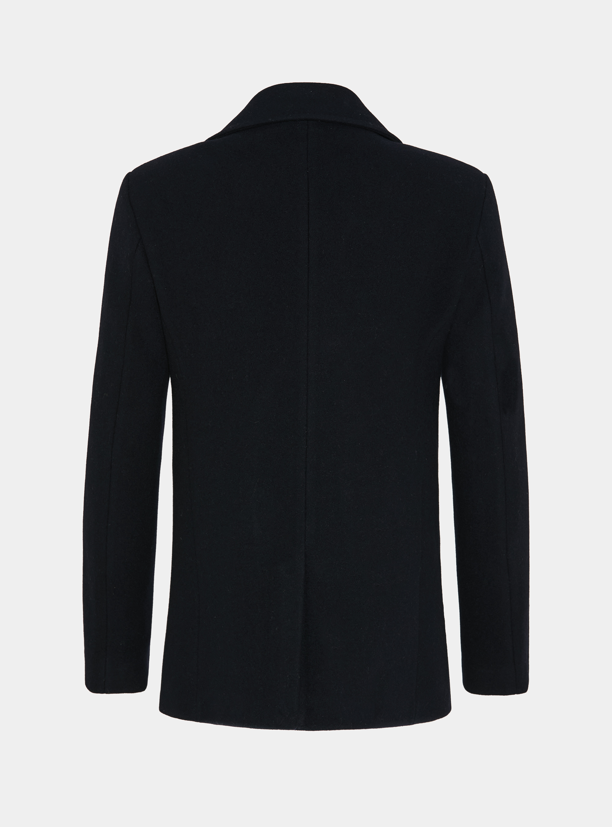 Wool-blend peacoat with metal button, NAVY BLUE