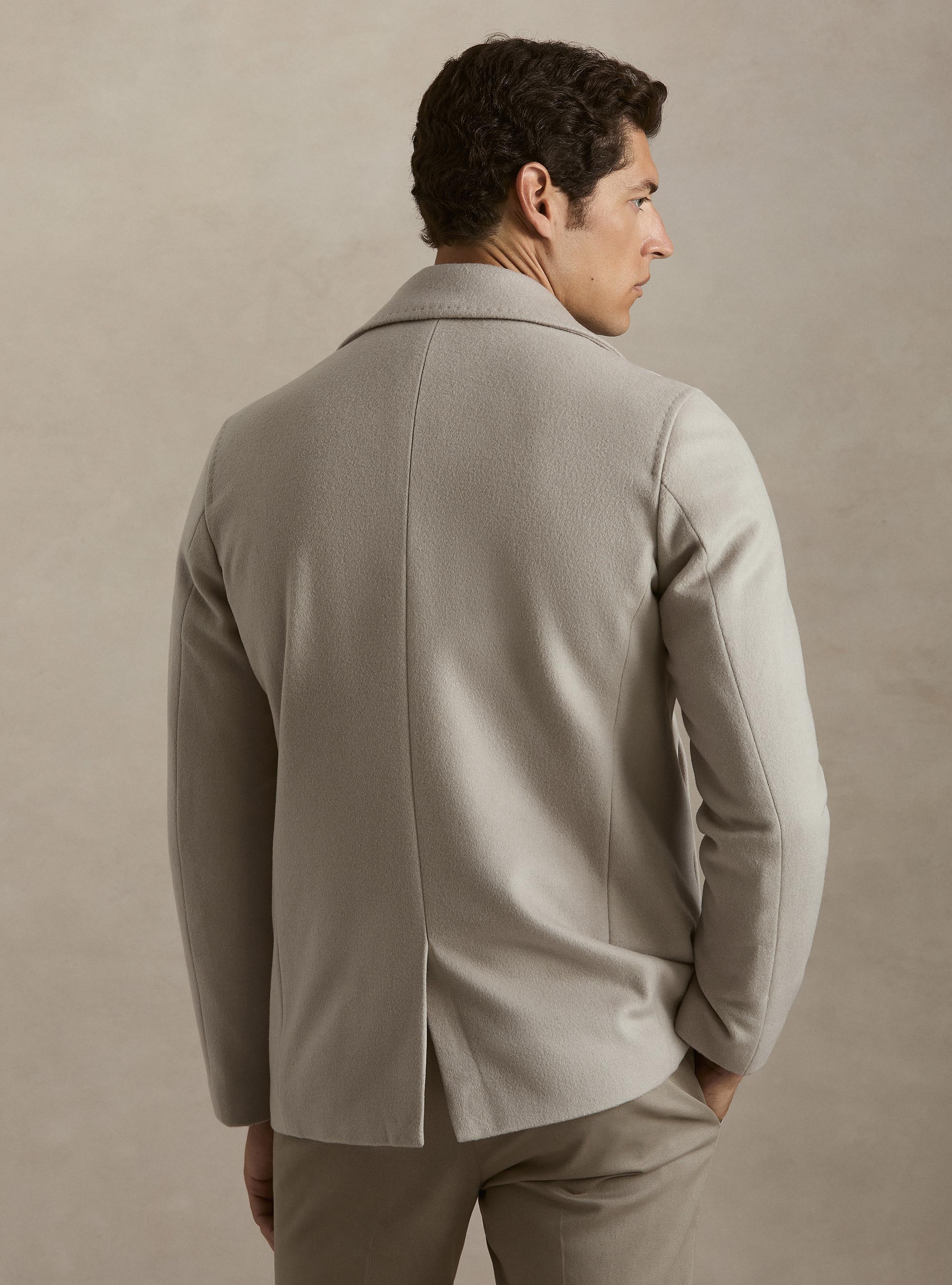 Wool-cashmere peacoat, ECRU 0536C