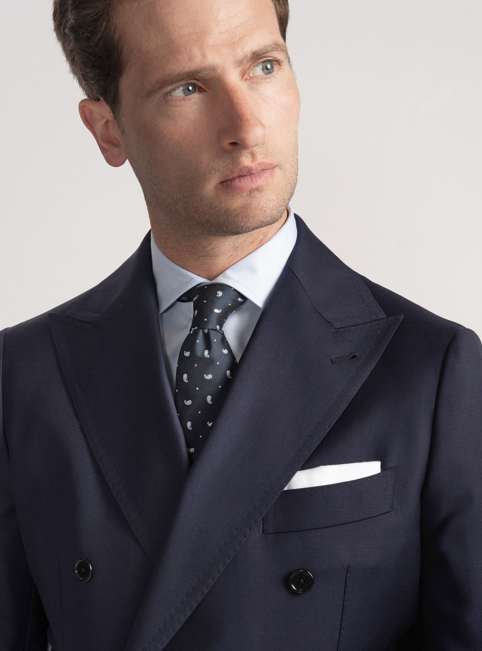 Vitale Barberis Canonico double-breasted wool blazer, NAVY BLUE