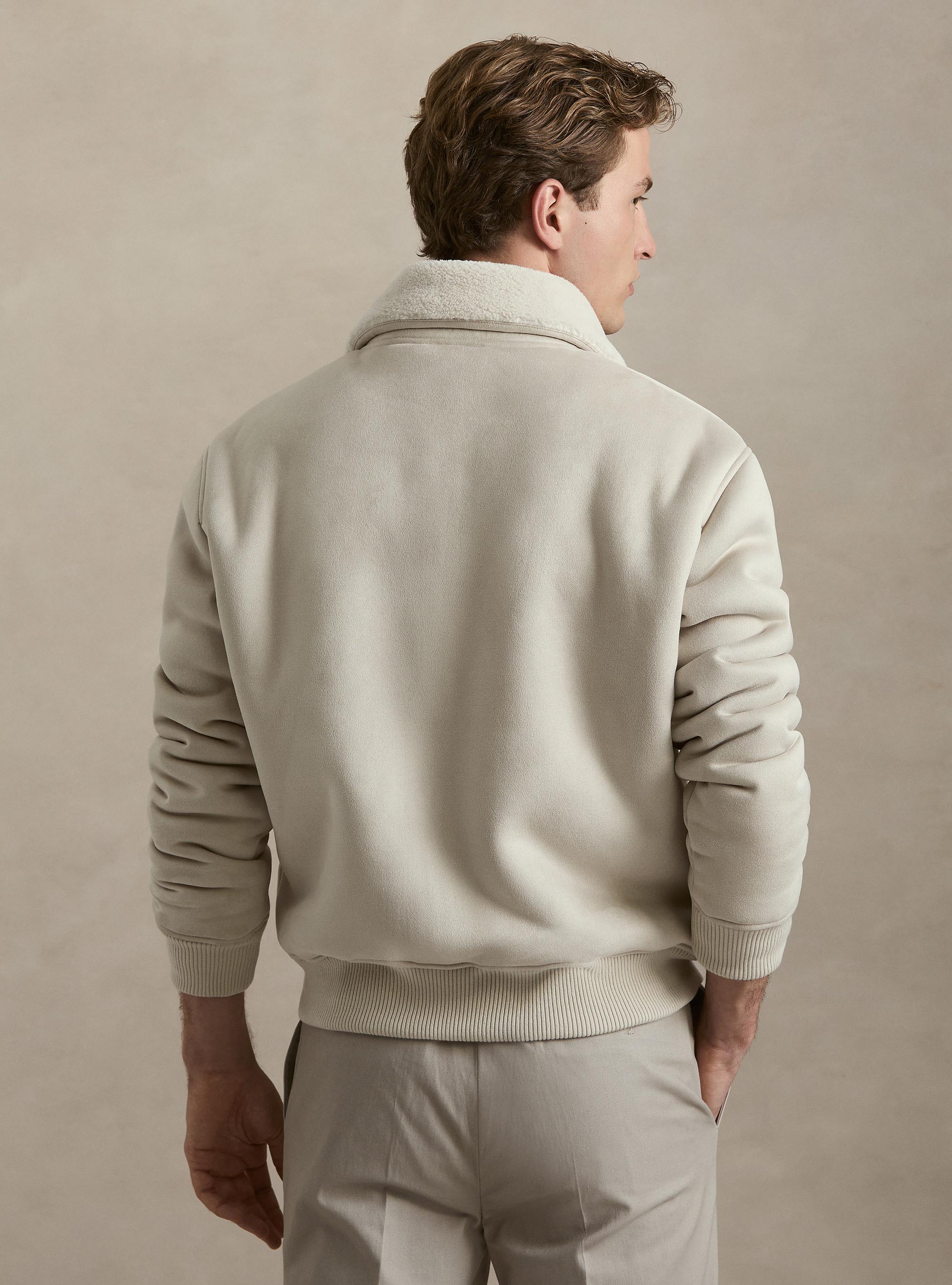 Suede-effect shearling, OFF-WHITE