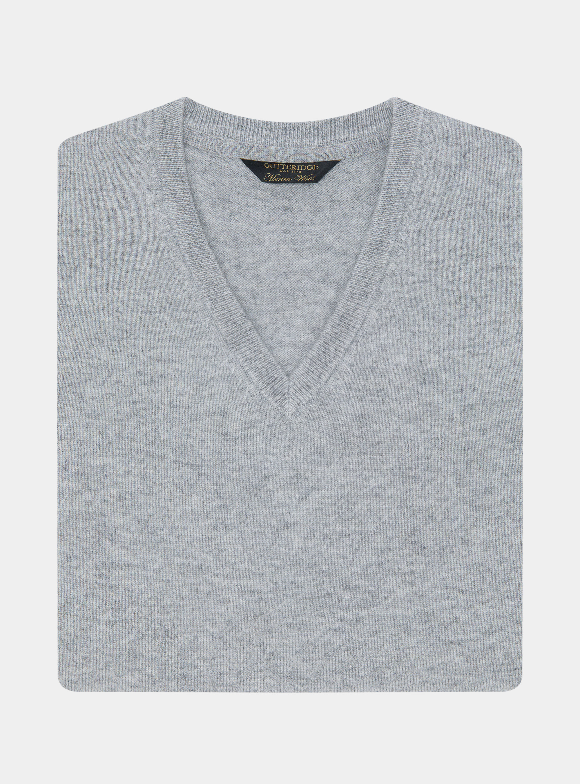 Merino wool V-neck sweater, GRIGIO MELANGE 0151C