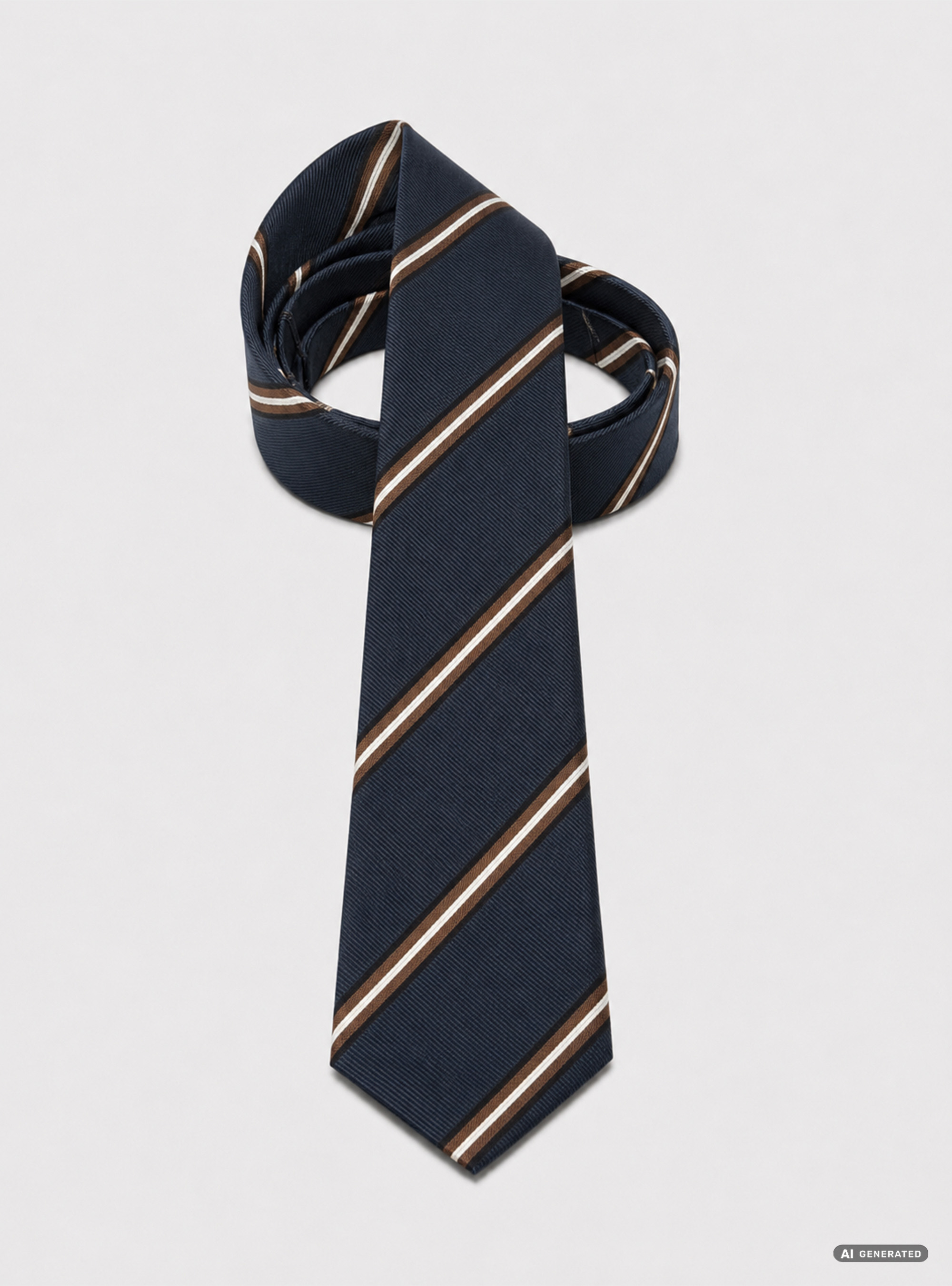 Striped silk twill tie, NAVY BLUE