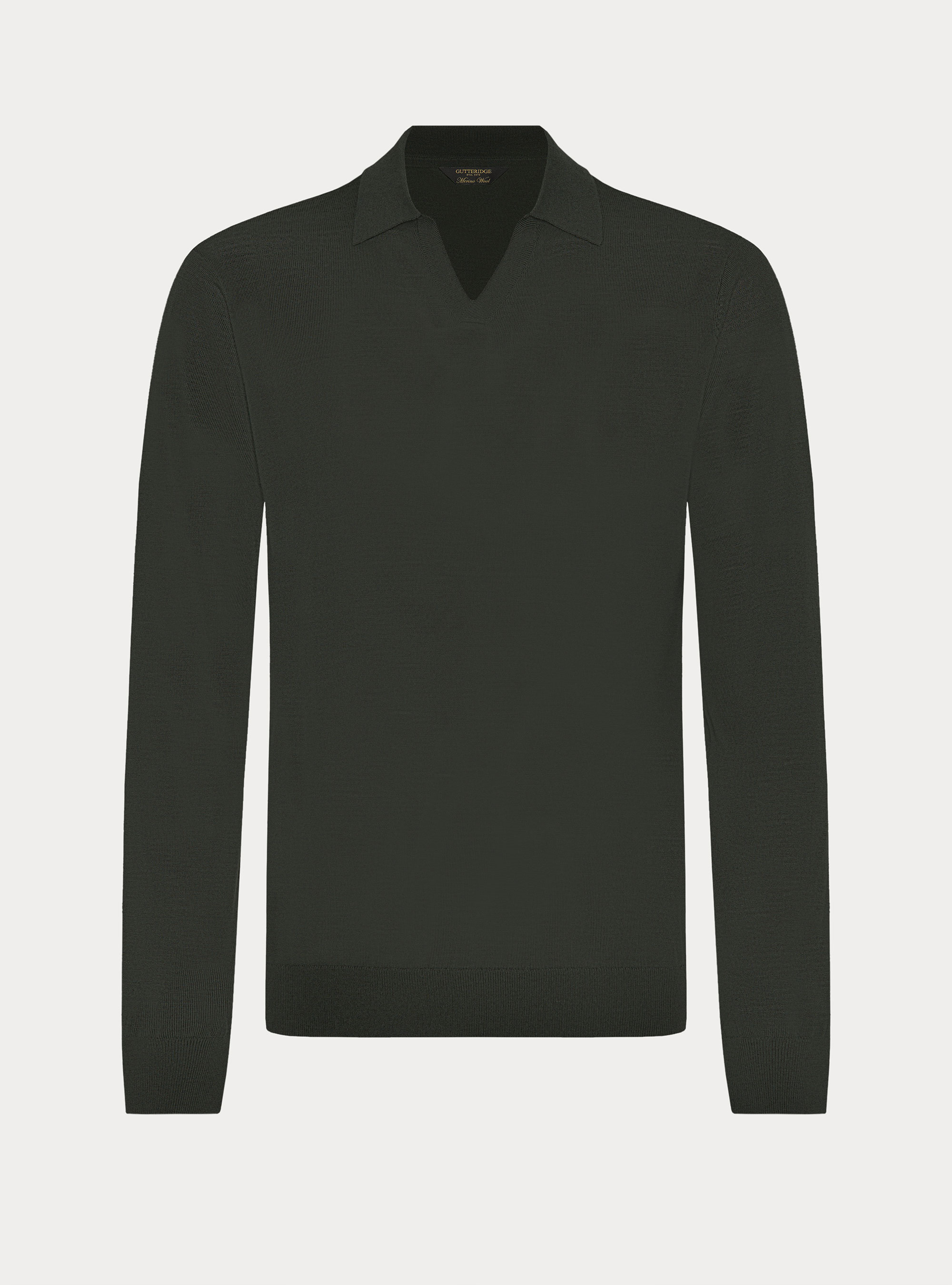 Buttonless merino polo, MILITARE 0609C
