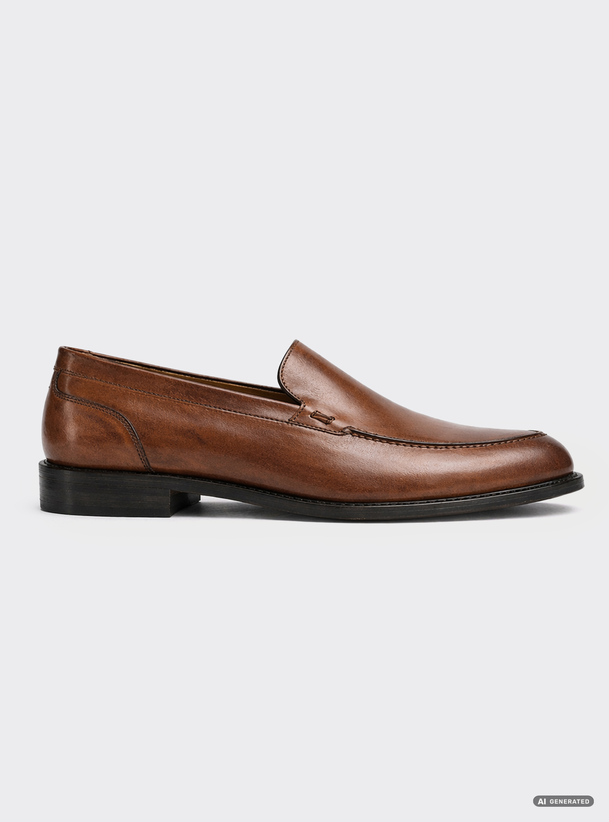 Leather loafers, BROWN
