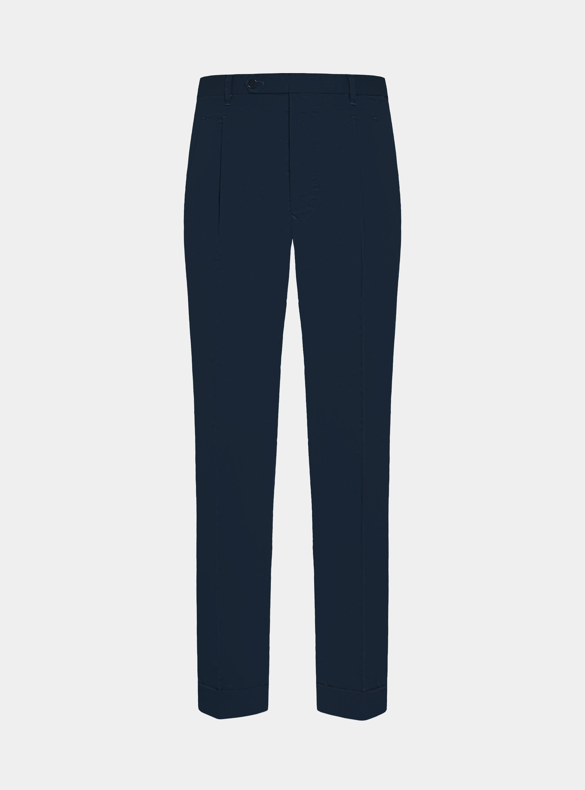 Pantaloni con pince in cotone popeline, BLU NAVY