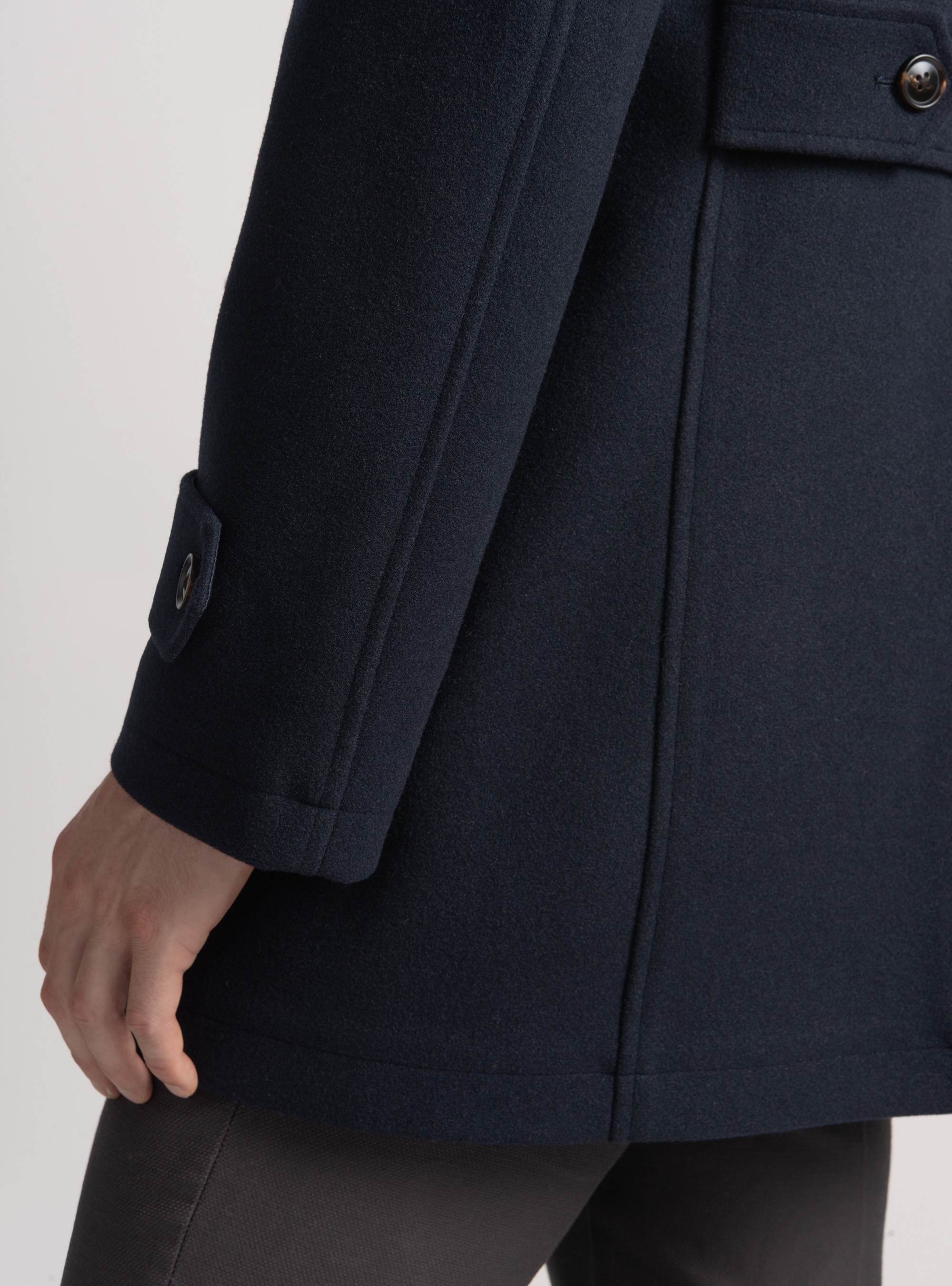 Basic wool-blend Montgomery, NAVY BLUE