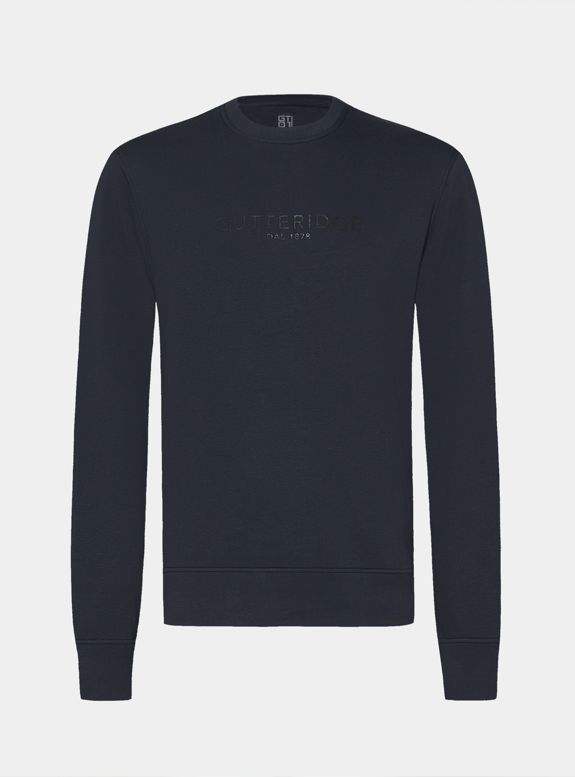 Sweatshirt &agrave; col rond avec logo, BLEU MARINE