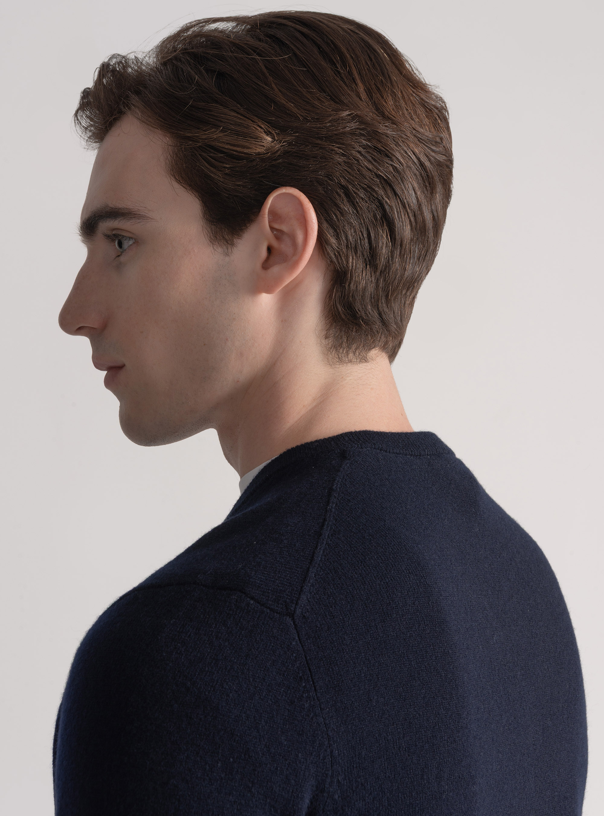 Maglia scollo a V in lana merino, BLU NAVY