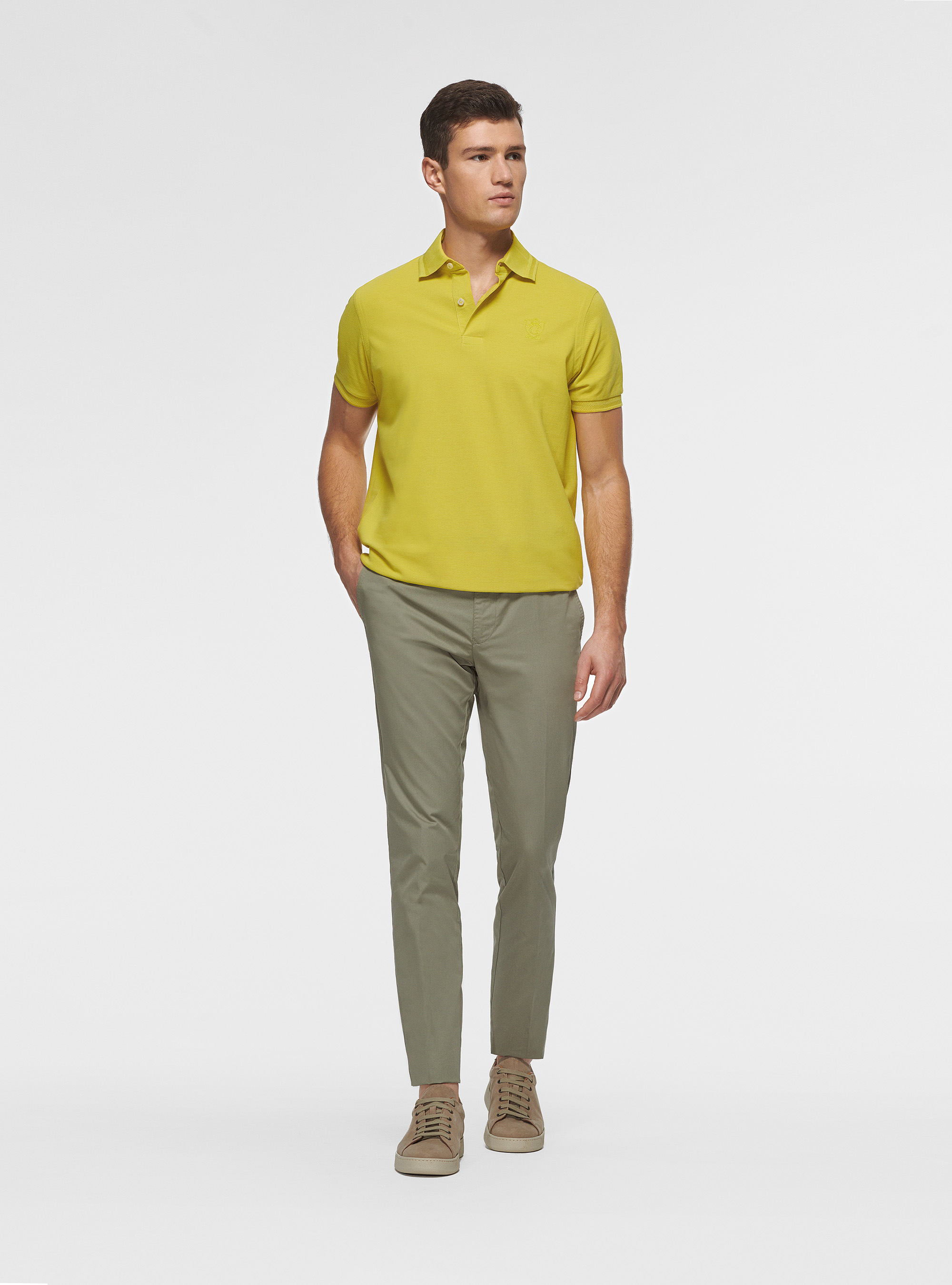 Classic piqu&eacute; polo shirt with herringbone rib, SENAPE 0715C