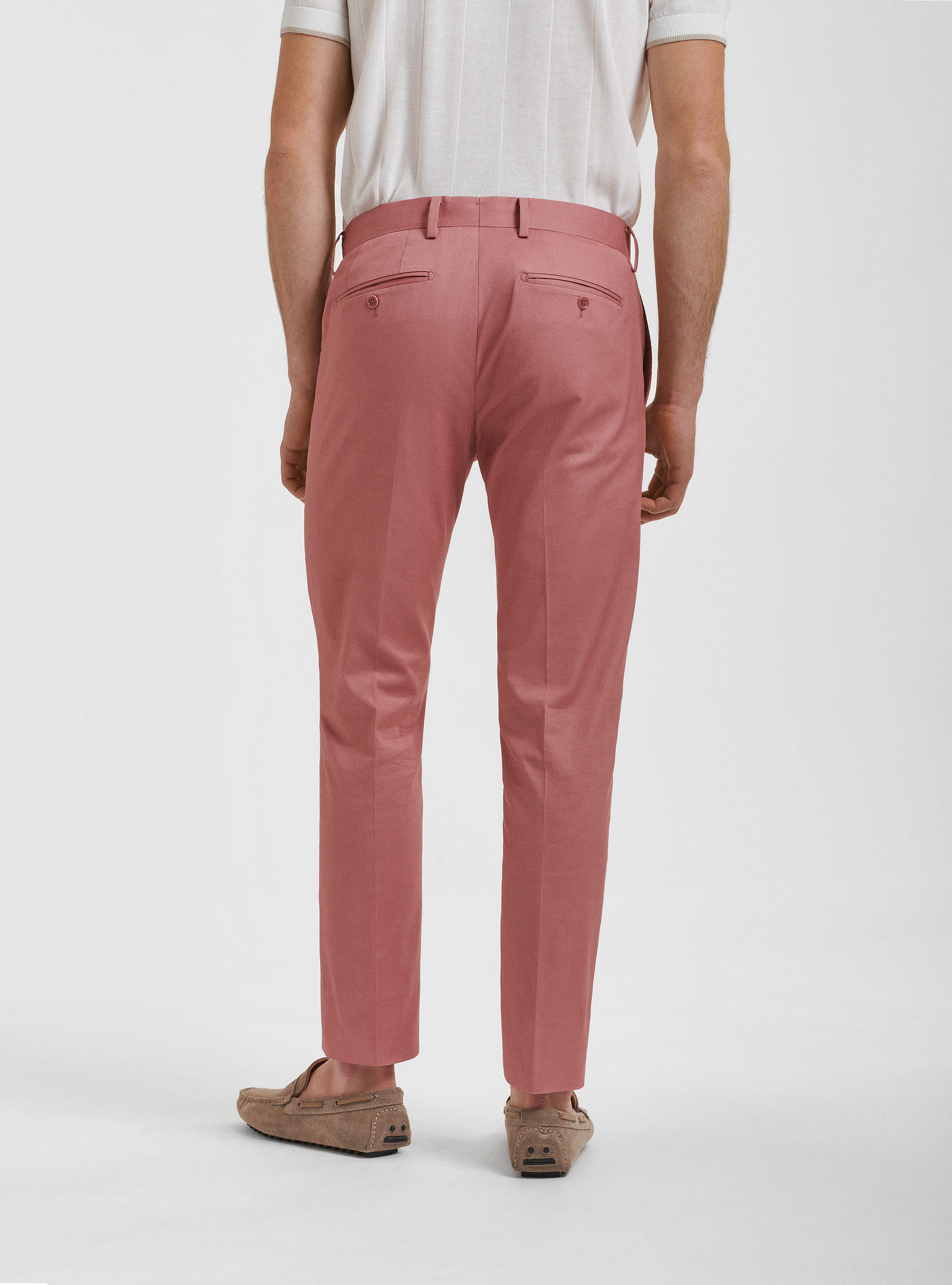 Pantaloni per abito in cotone armaturato, 0441C ROSA SCURO