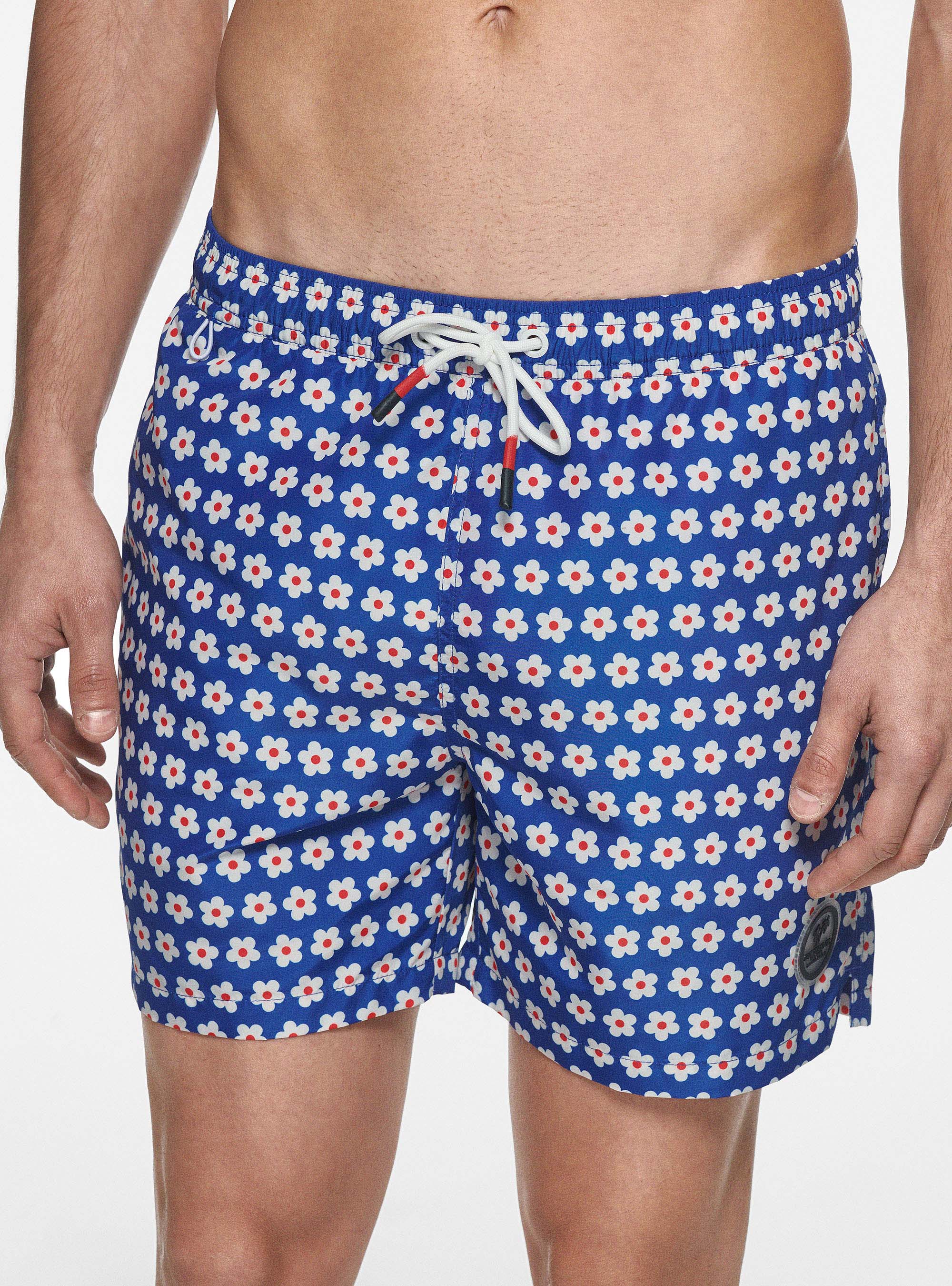 Badeanzug mit G&auml;nsebl&uuml;mchen, BLUE 0241C