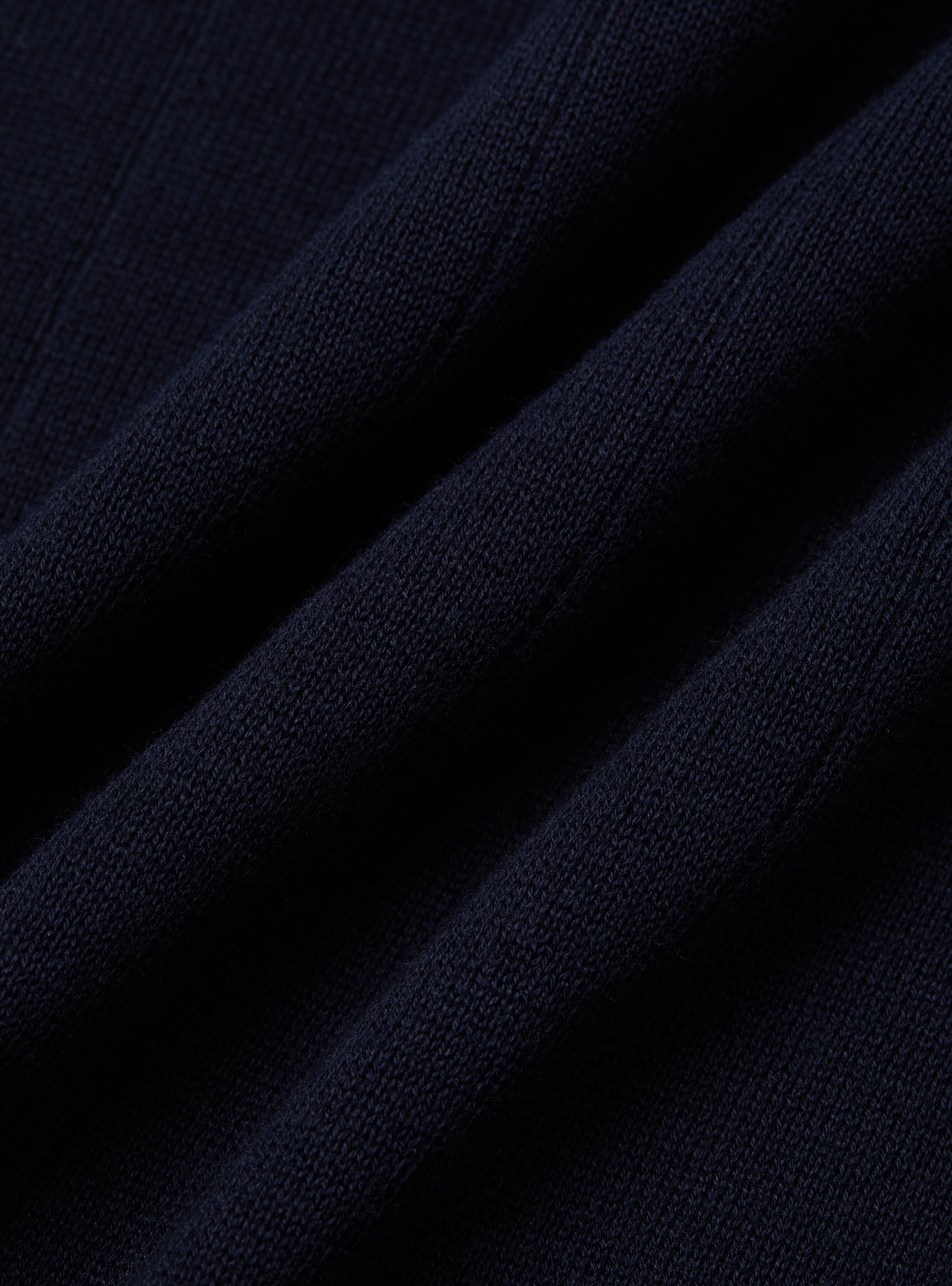 Long-sleeved knit polo shirt, NAVY BLUE