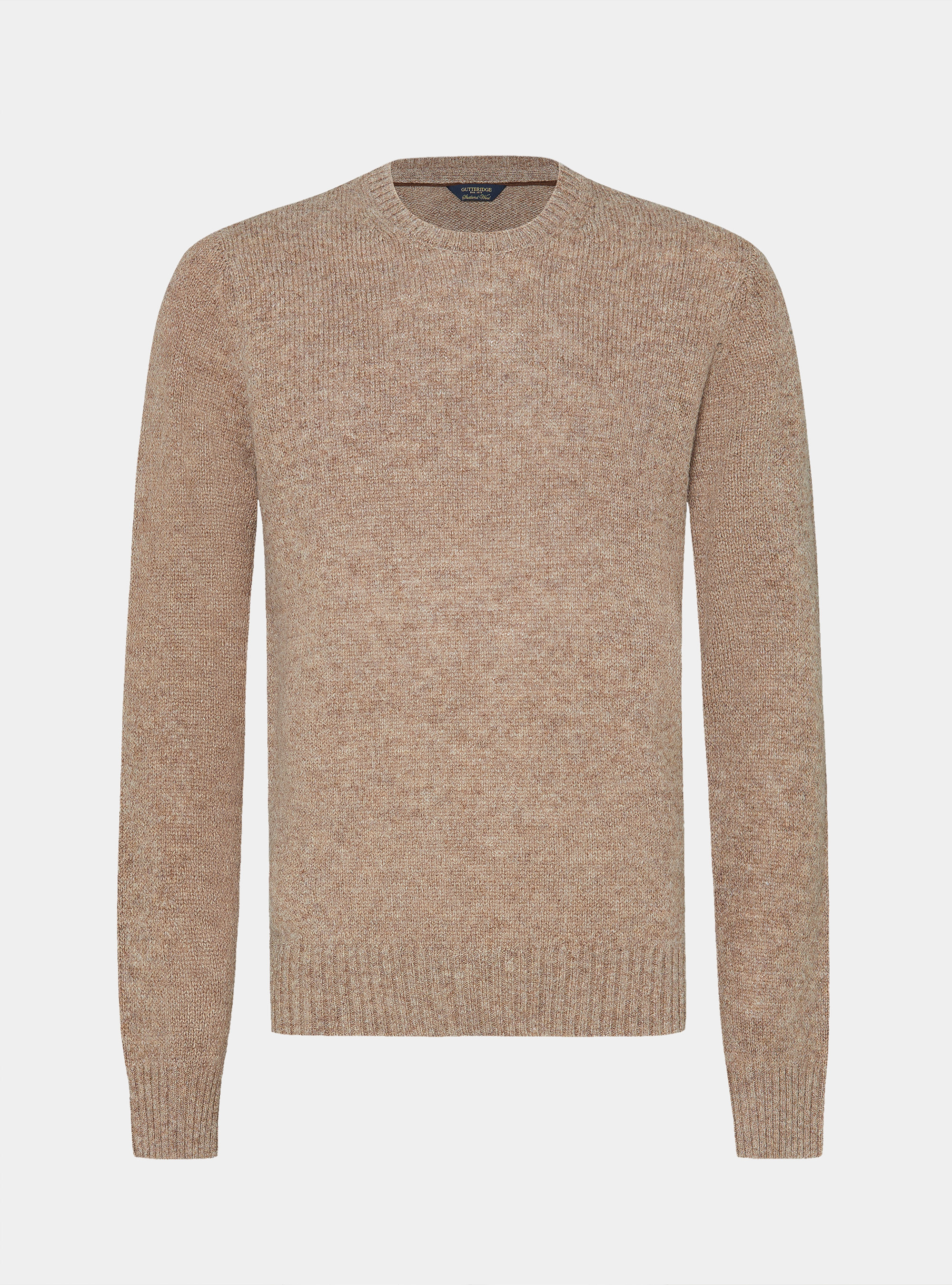 Maglia girocollo in lana shetland, FANGO