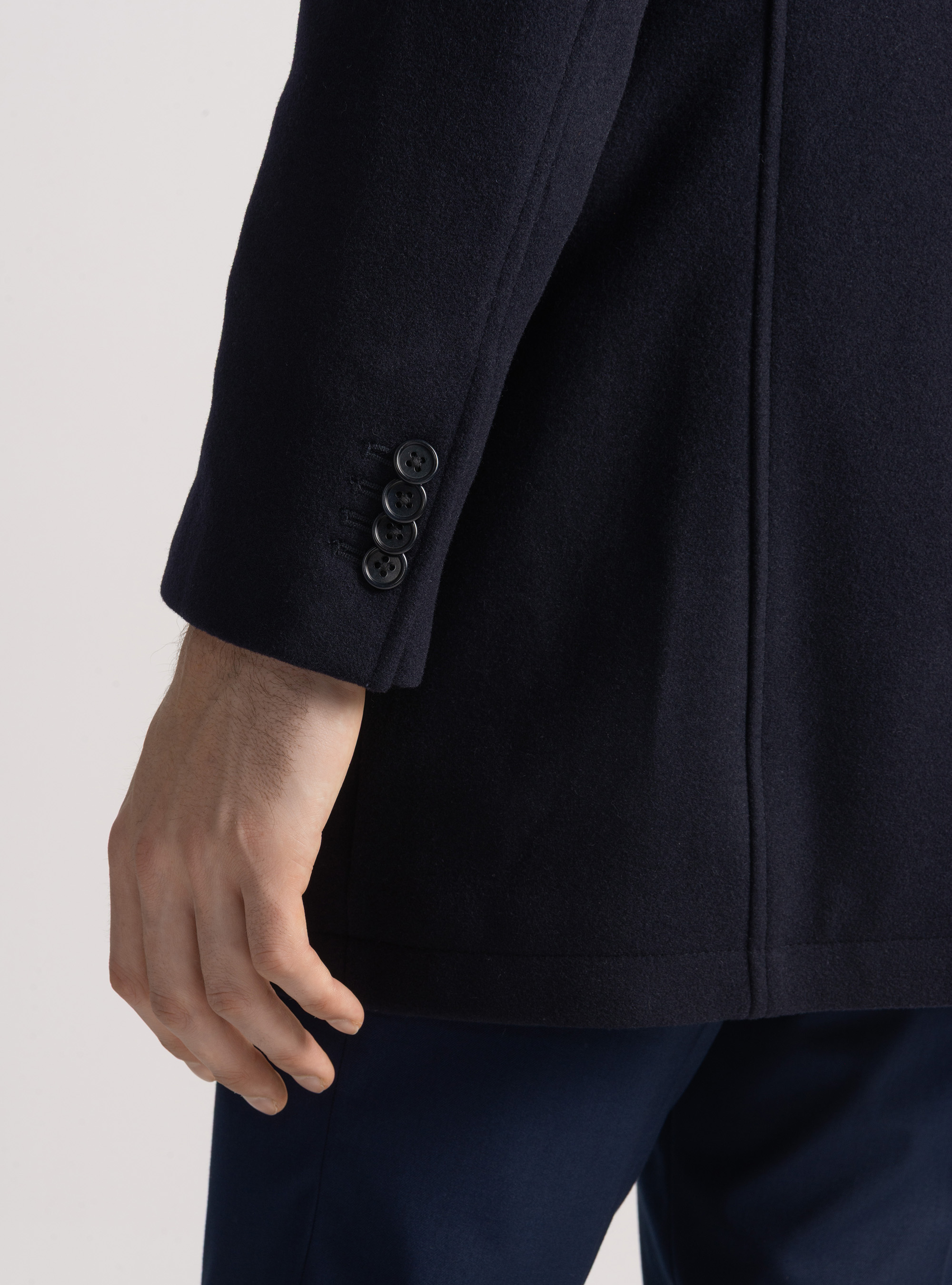 Wool-blend coat with bib, NAVY BLUE