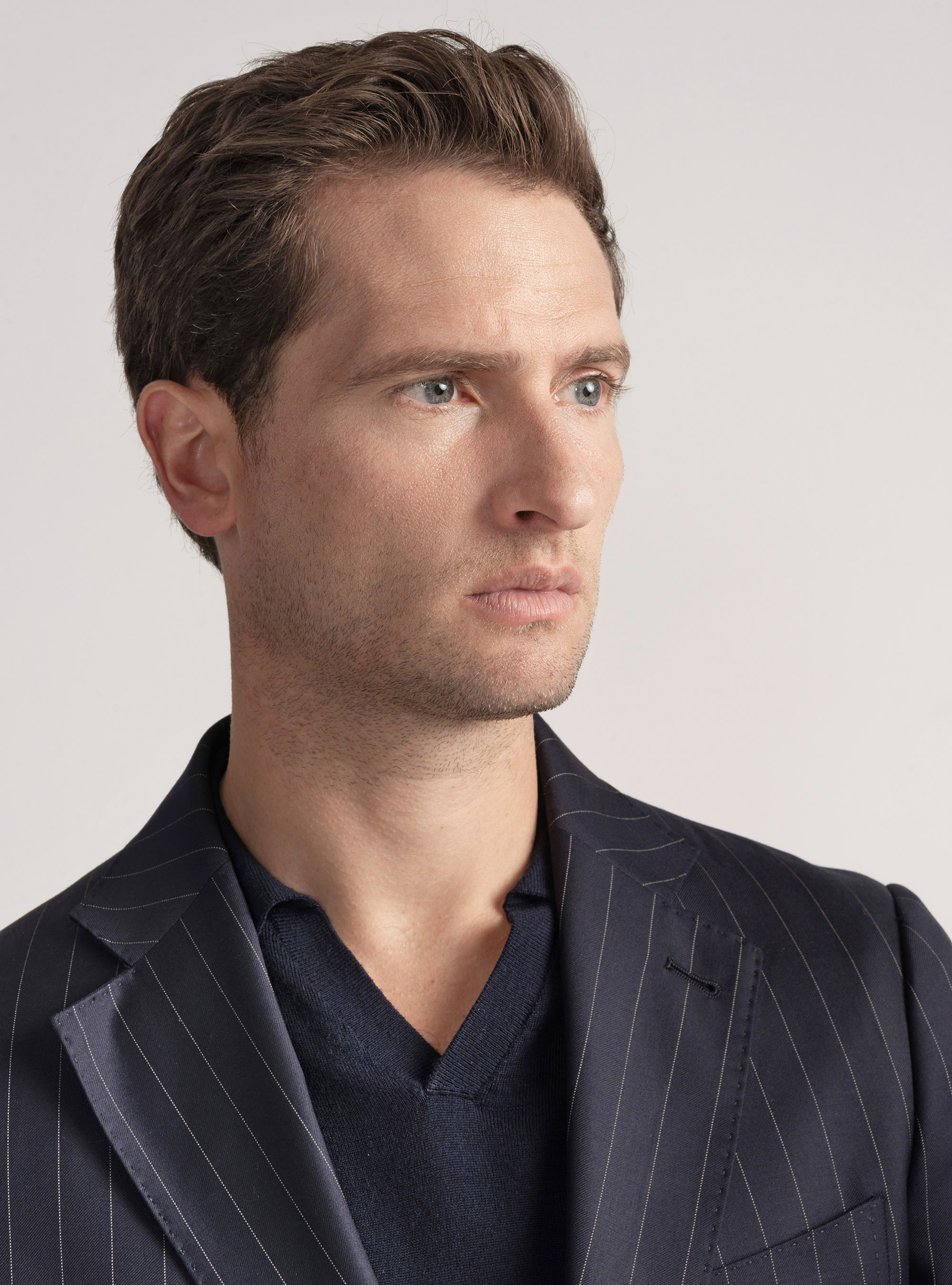 Giacca per abito gessato in pura lana Vitale Barberis Canonico, BLU NAVY