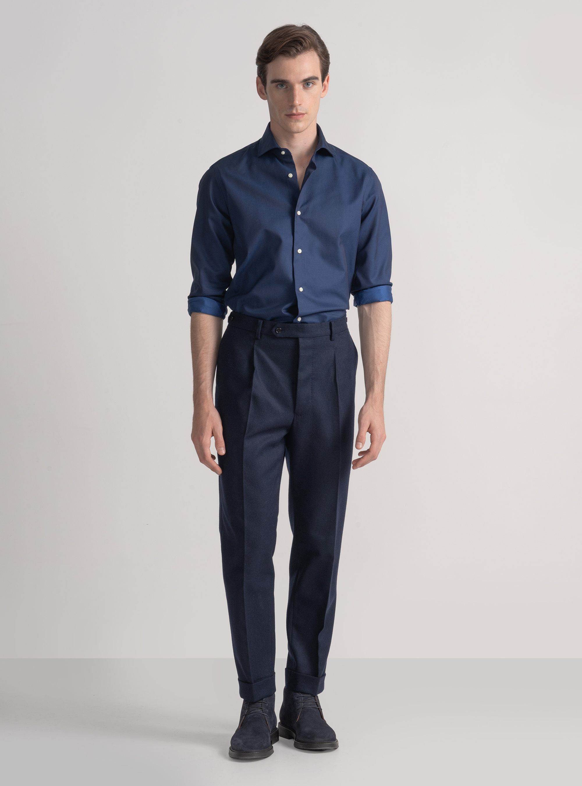 Camicia in twill di cotone, BLU