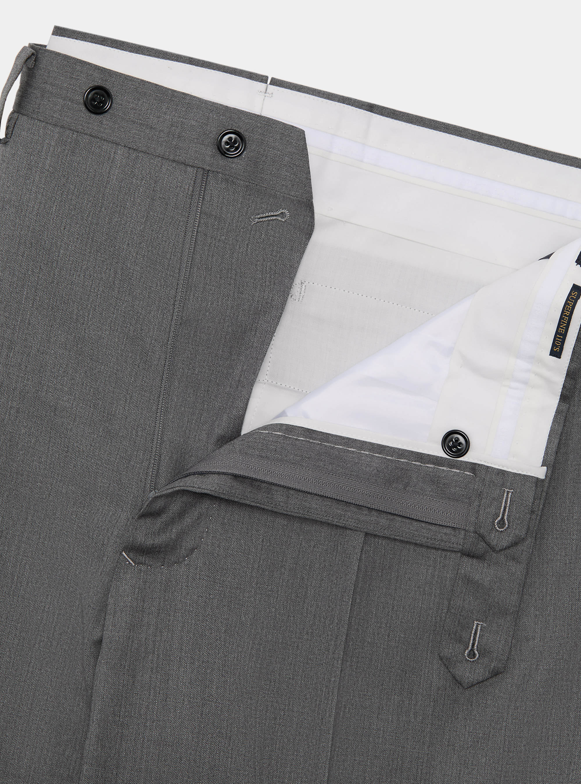 Pantalones con pinzas para traje cruzado en lana Reda superfina 110's, GRIS MARENGO