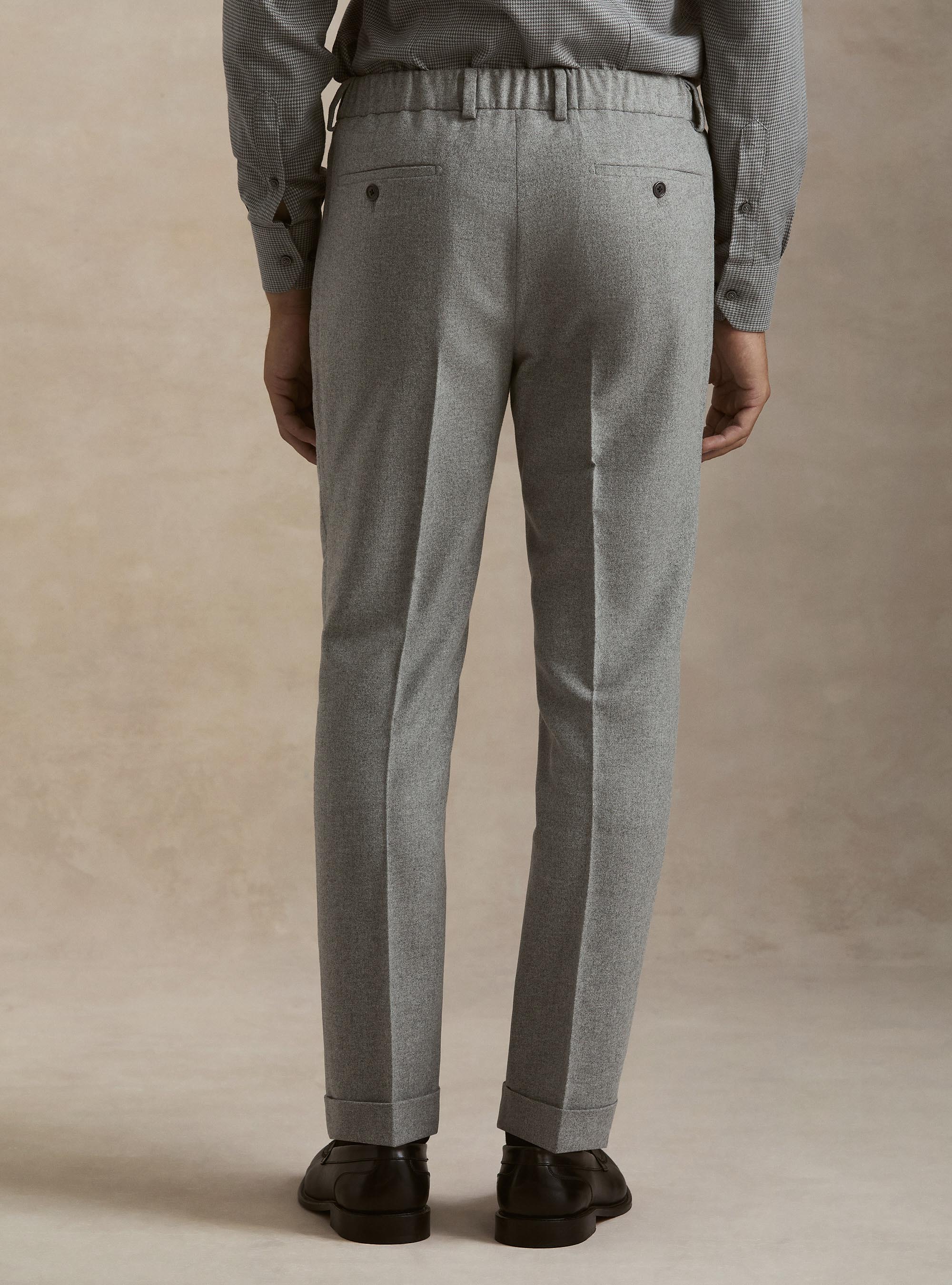 Pantaloni con coulisse in misto lana leggera, GRIGIO CHIARO