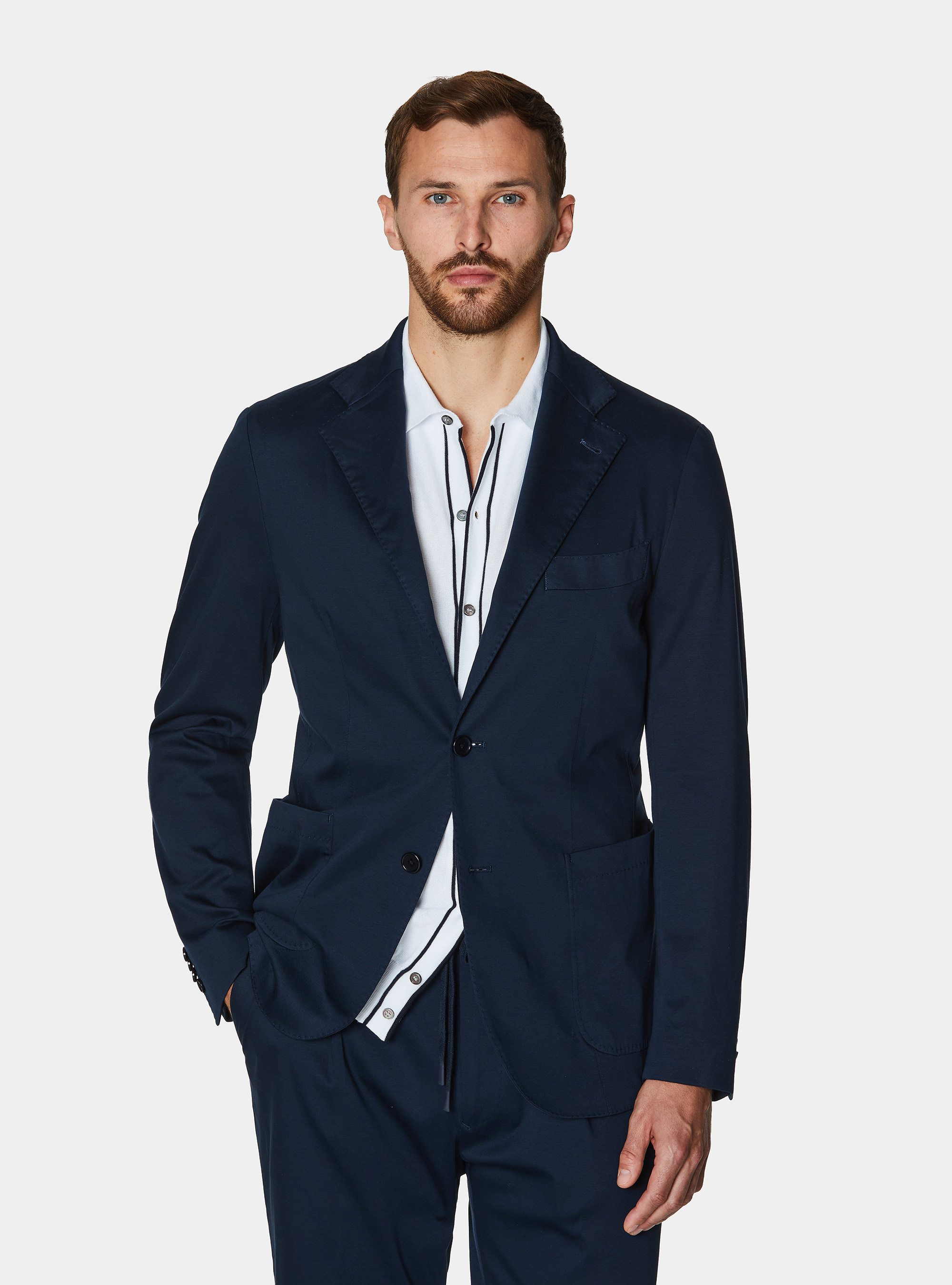 Jacke aus technischem Baumwolljersey, NAVY 0218C