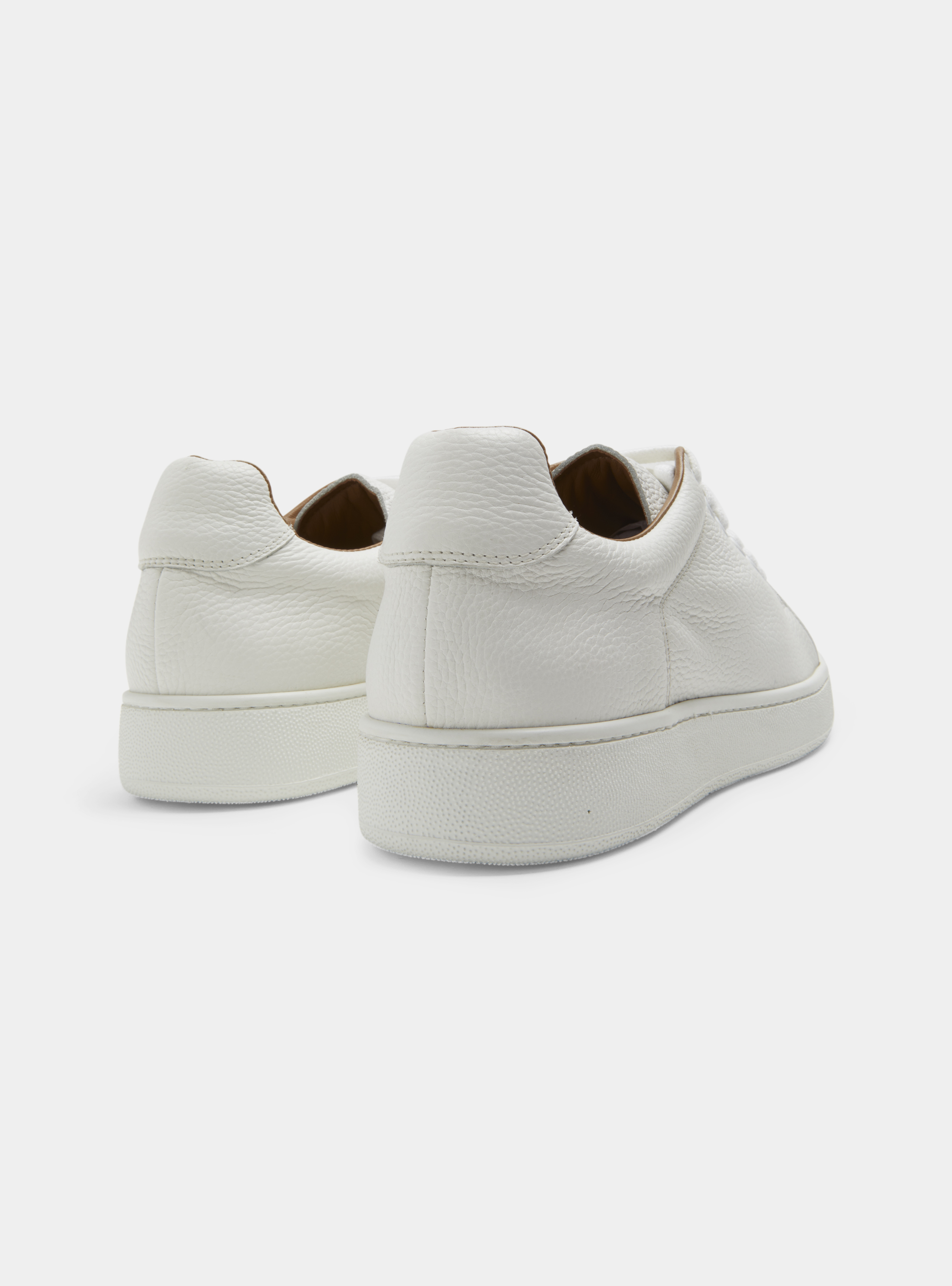 Grained leather trainers, WHITE