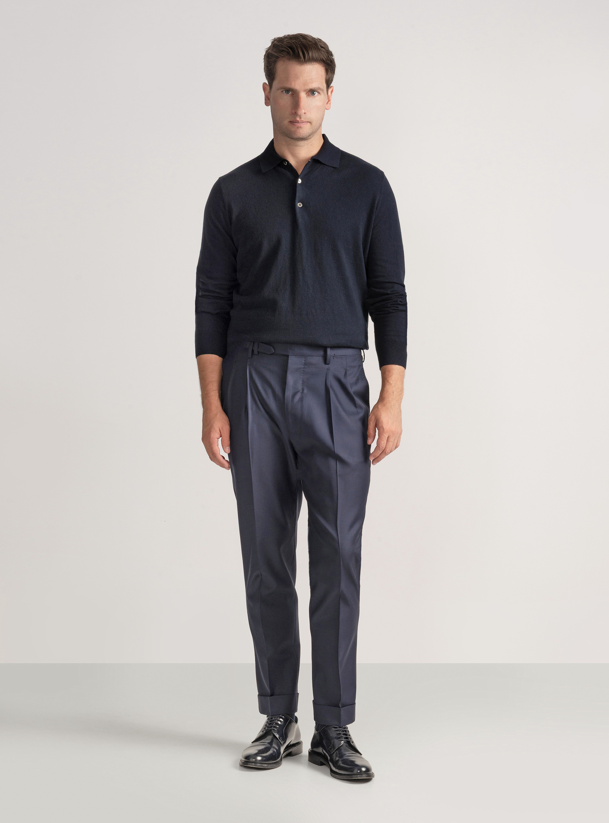Vitale Barberis Canonico wool pleat trousers, NAVY BLUE