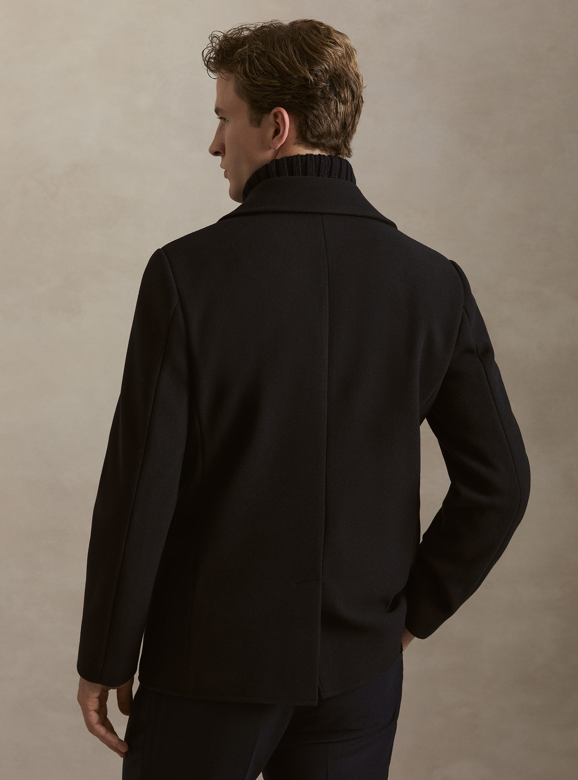 Solid color peacoat, NAVY BLUE