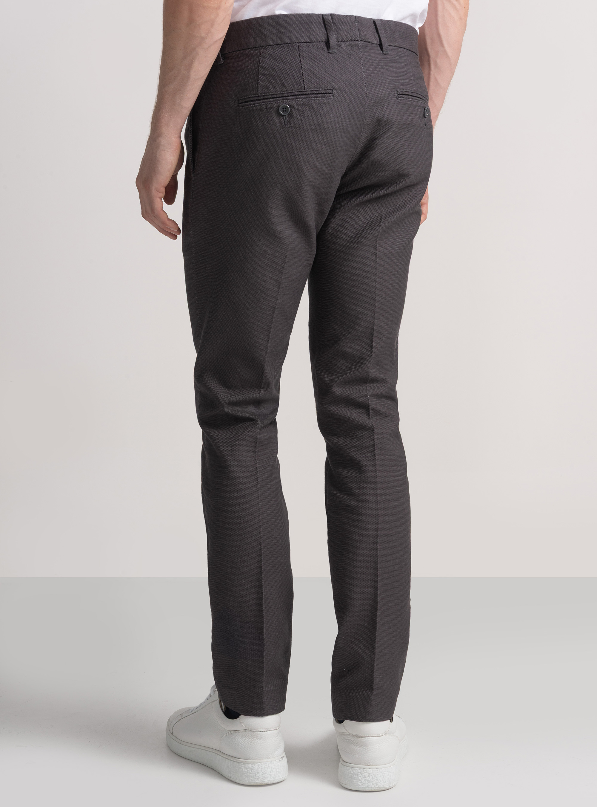 Pantalon slim fit en coton arm&eacute;, ASPHALTE