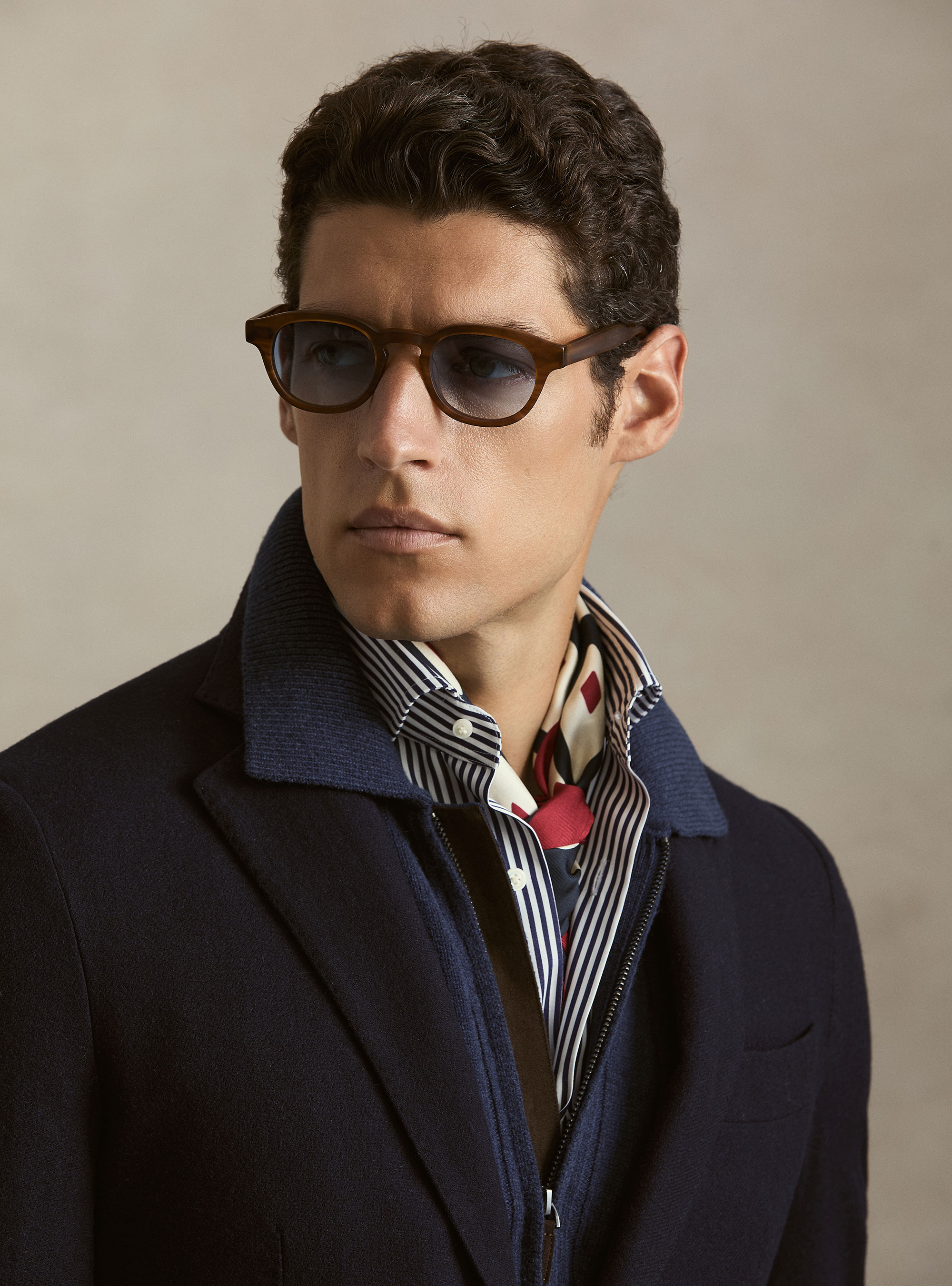 Giacca monopetto in misto lana di flanella, BLU NAVY
