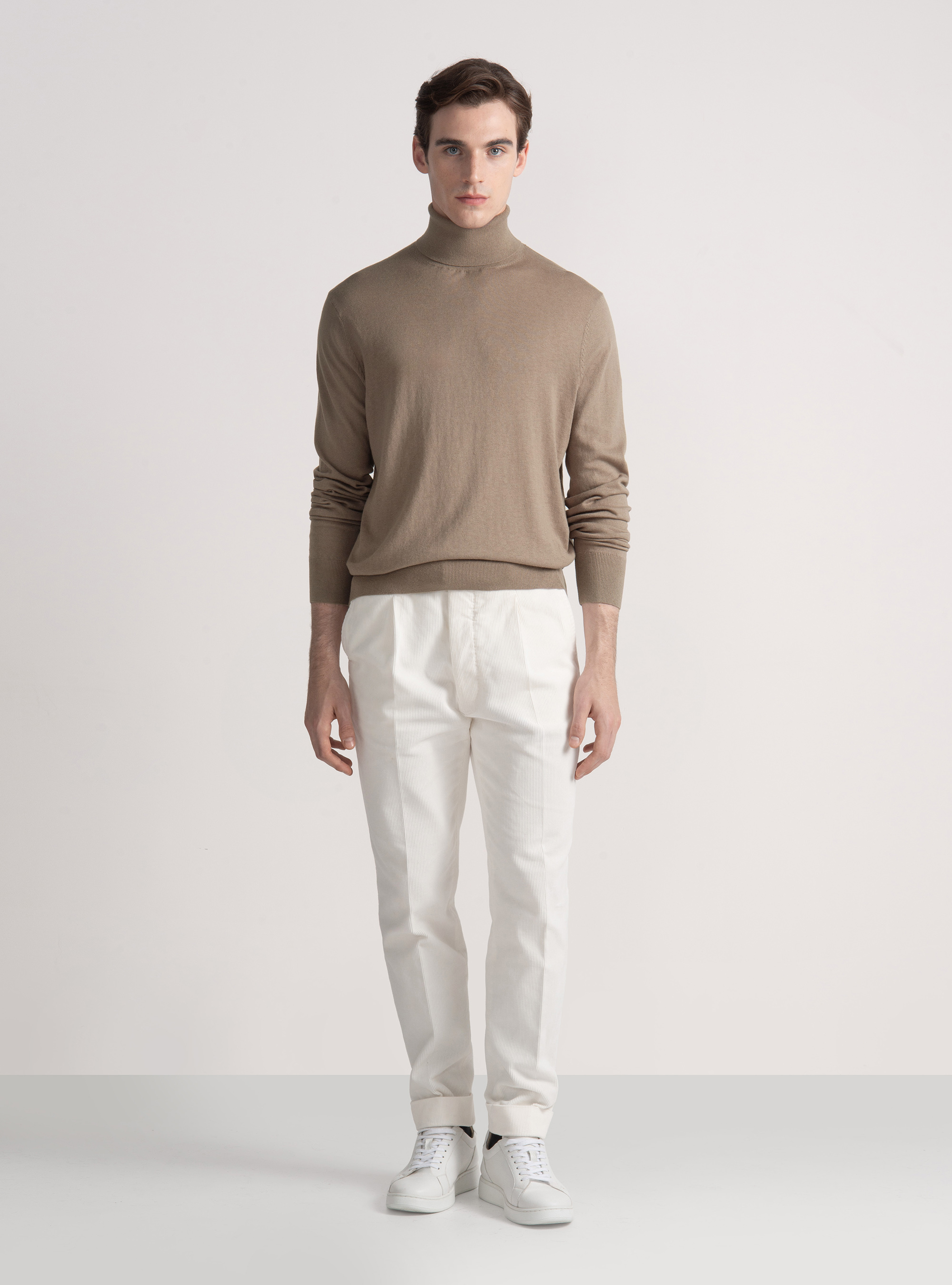 Dolcevita in cotone seta e cashmere, FANGO