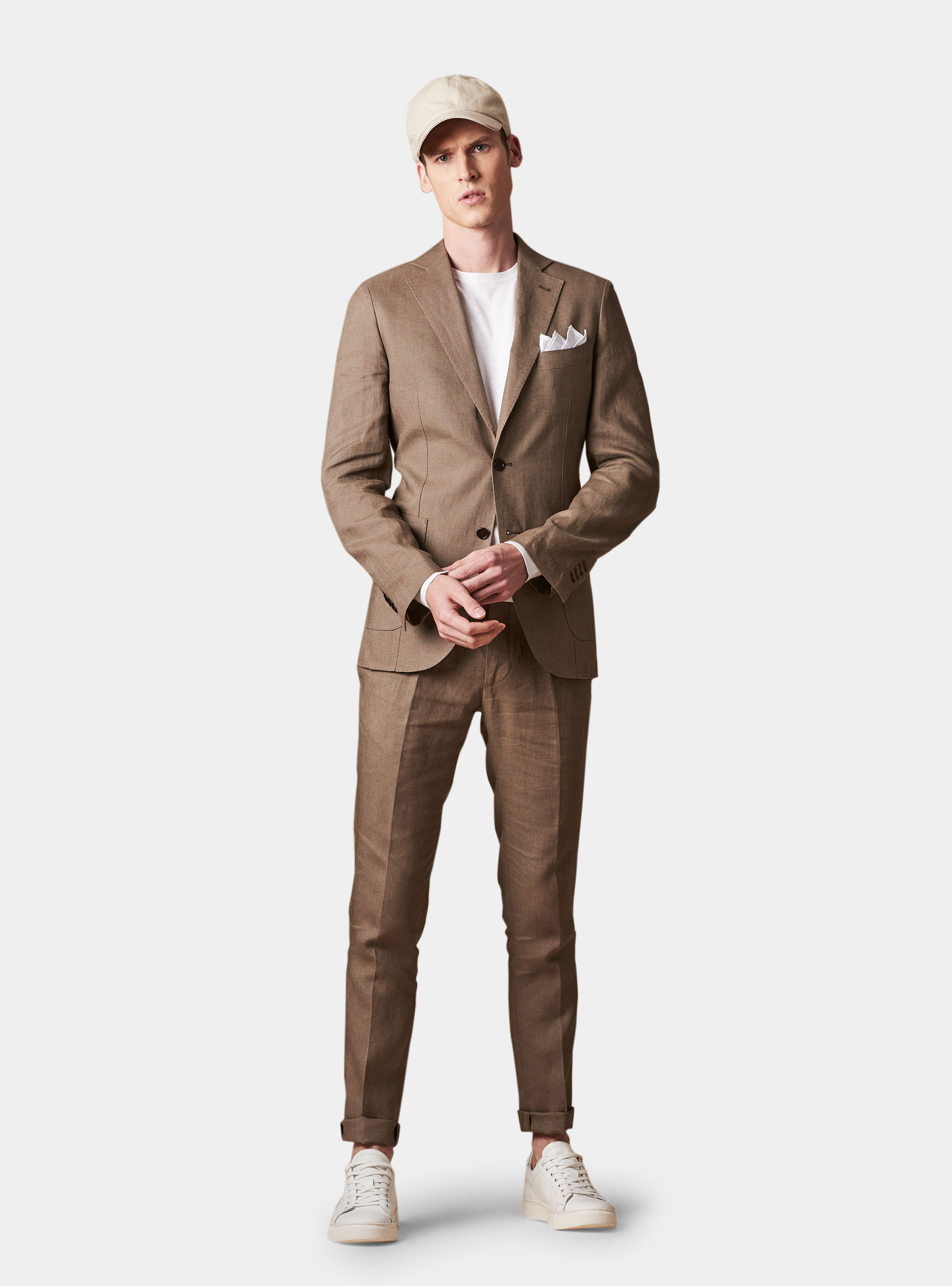 Fine twisted linen suit trousers, MUD