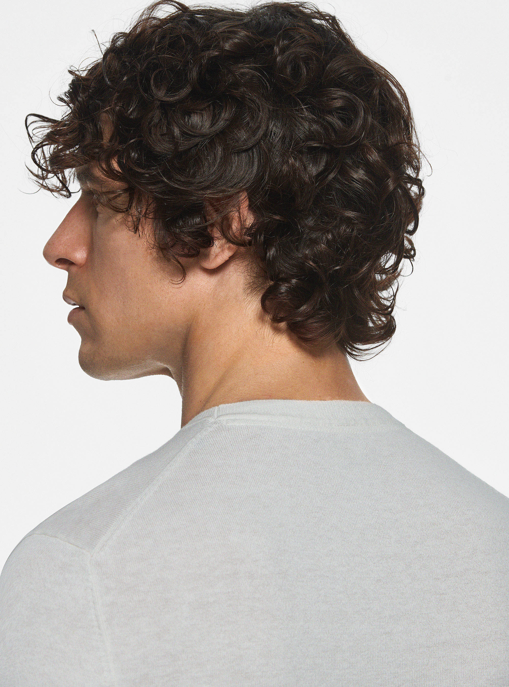 Maglia girocollo in cotone seta e cashmere, BIANCO
