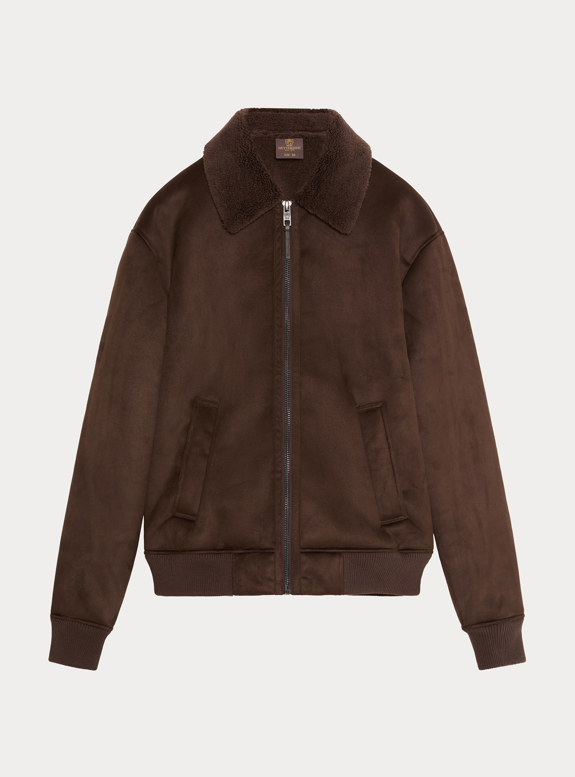 Suede-effect shearling, MARRONE 0508C