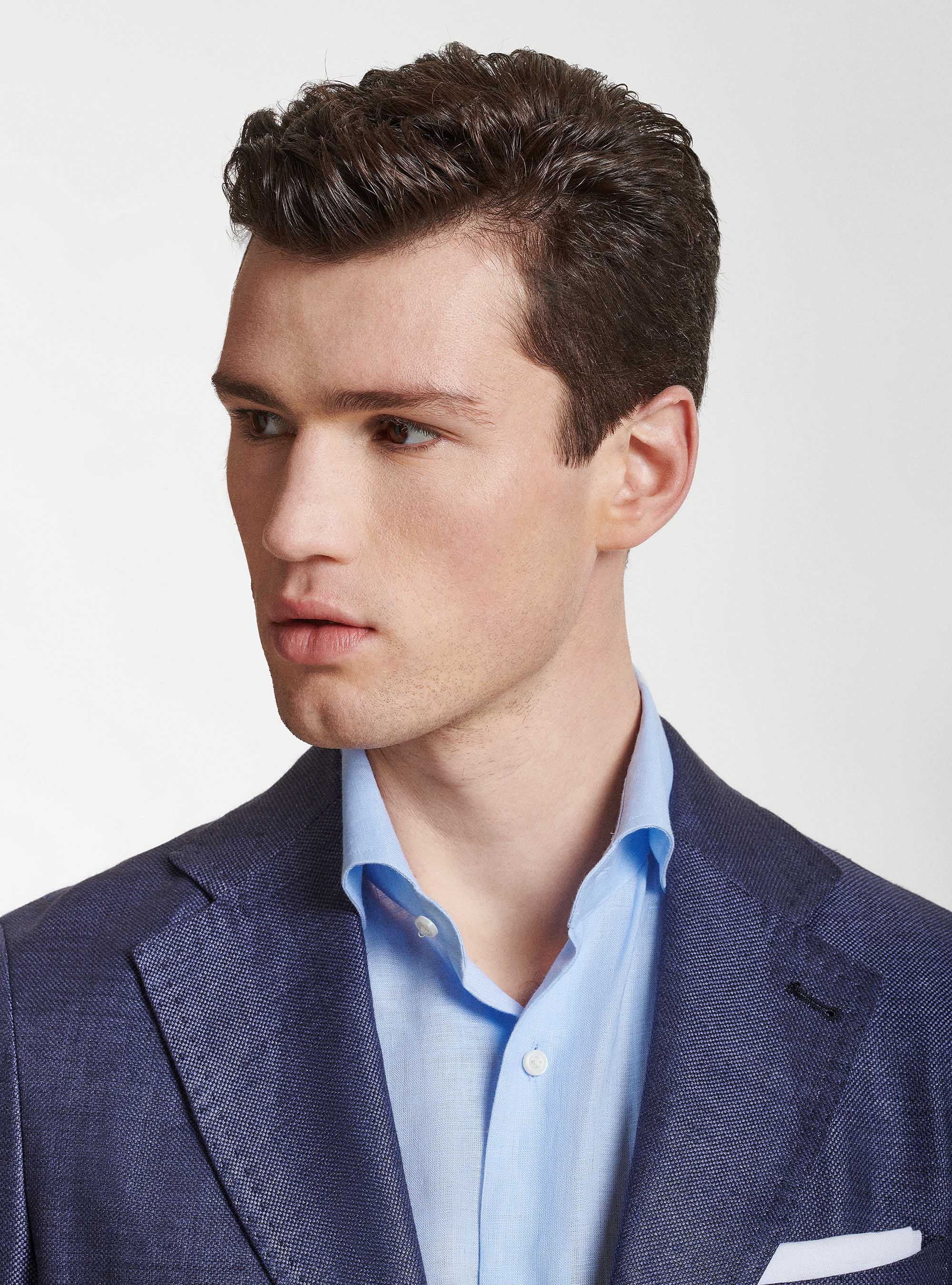 Pure linen hopsack blazer, NAVY BLUE