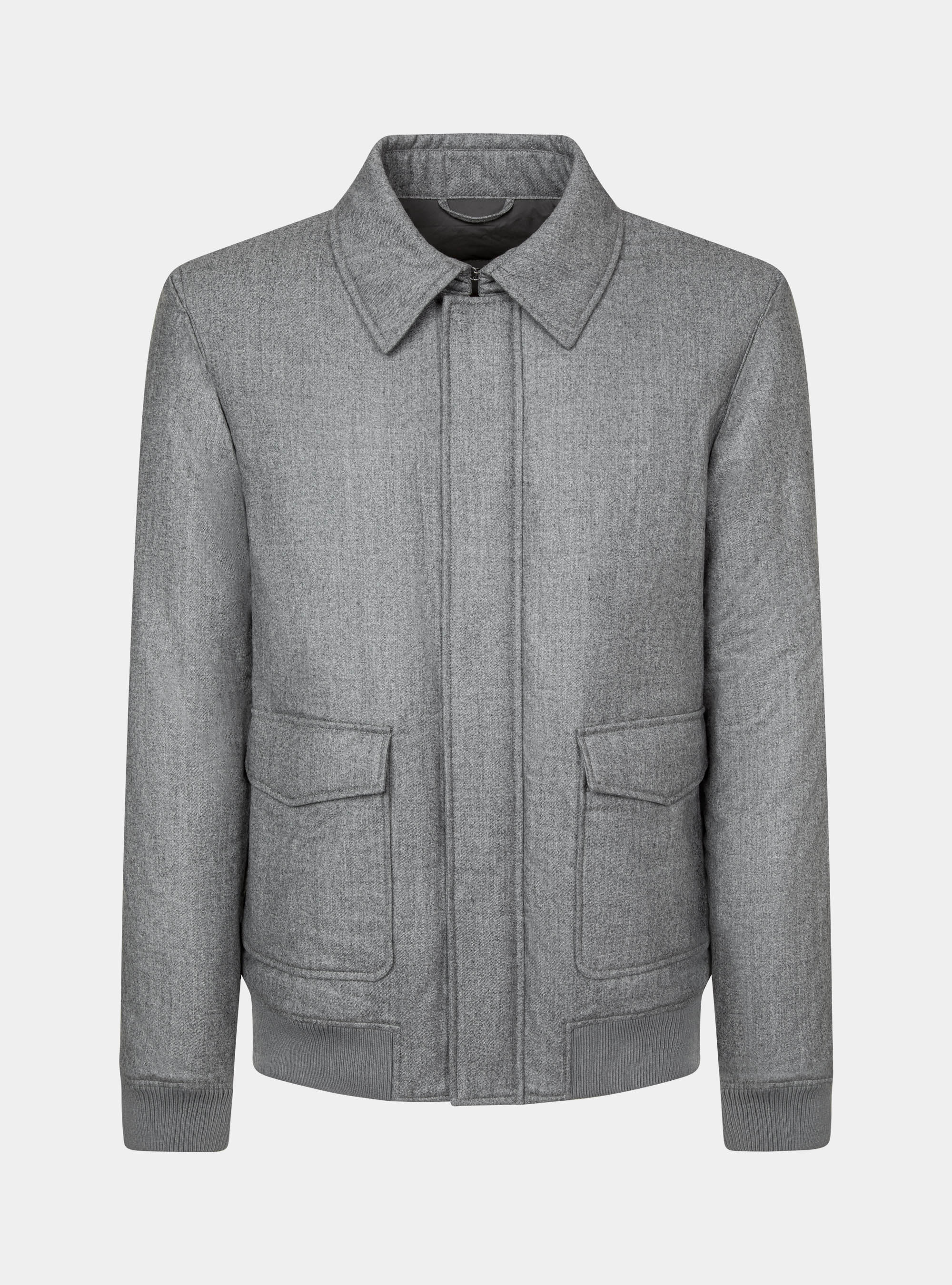 Flannel bomber jacket, LIGHT GREY MELANGE