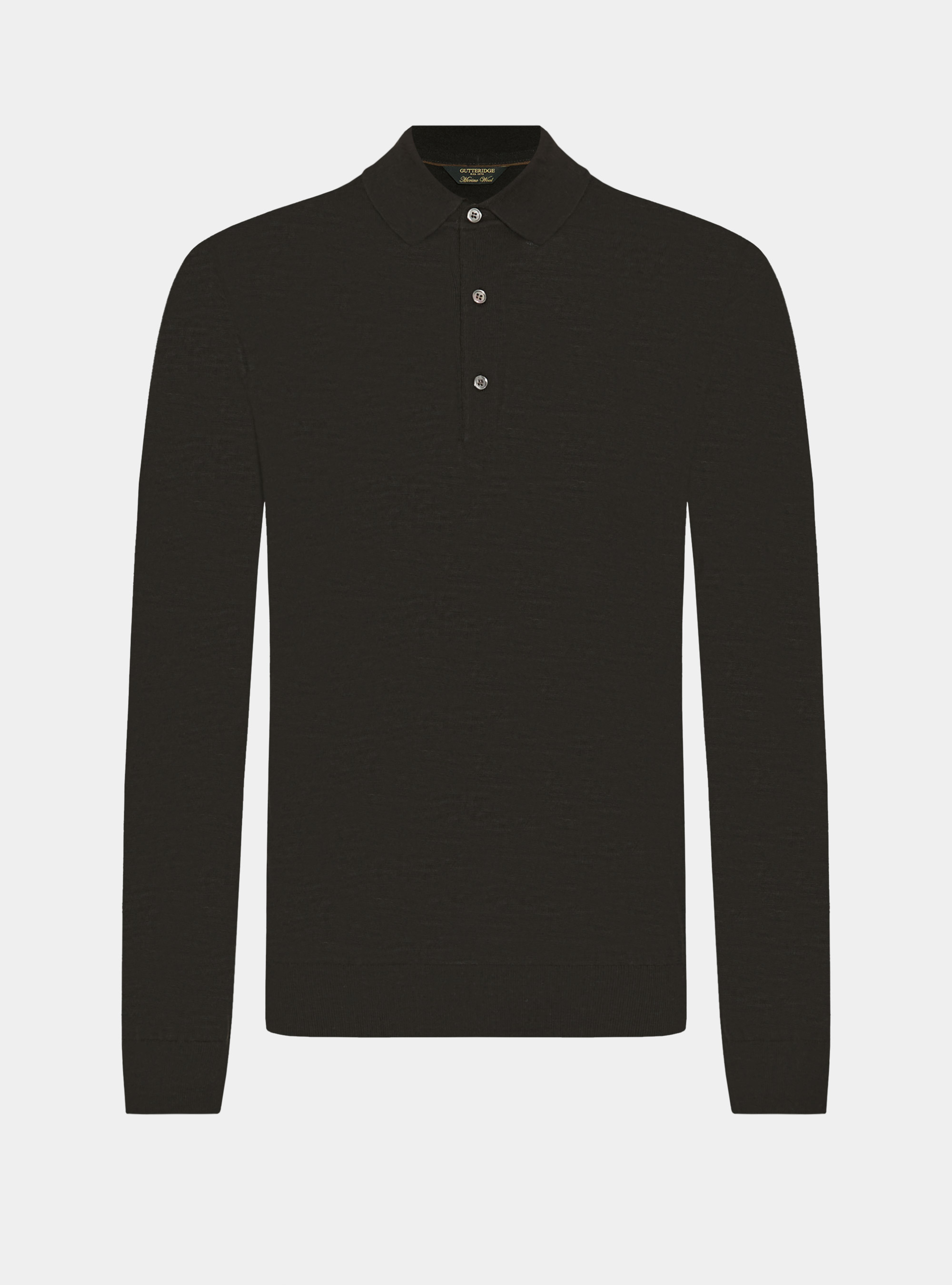Extra-fine merino wool polo shirt, BROWN