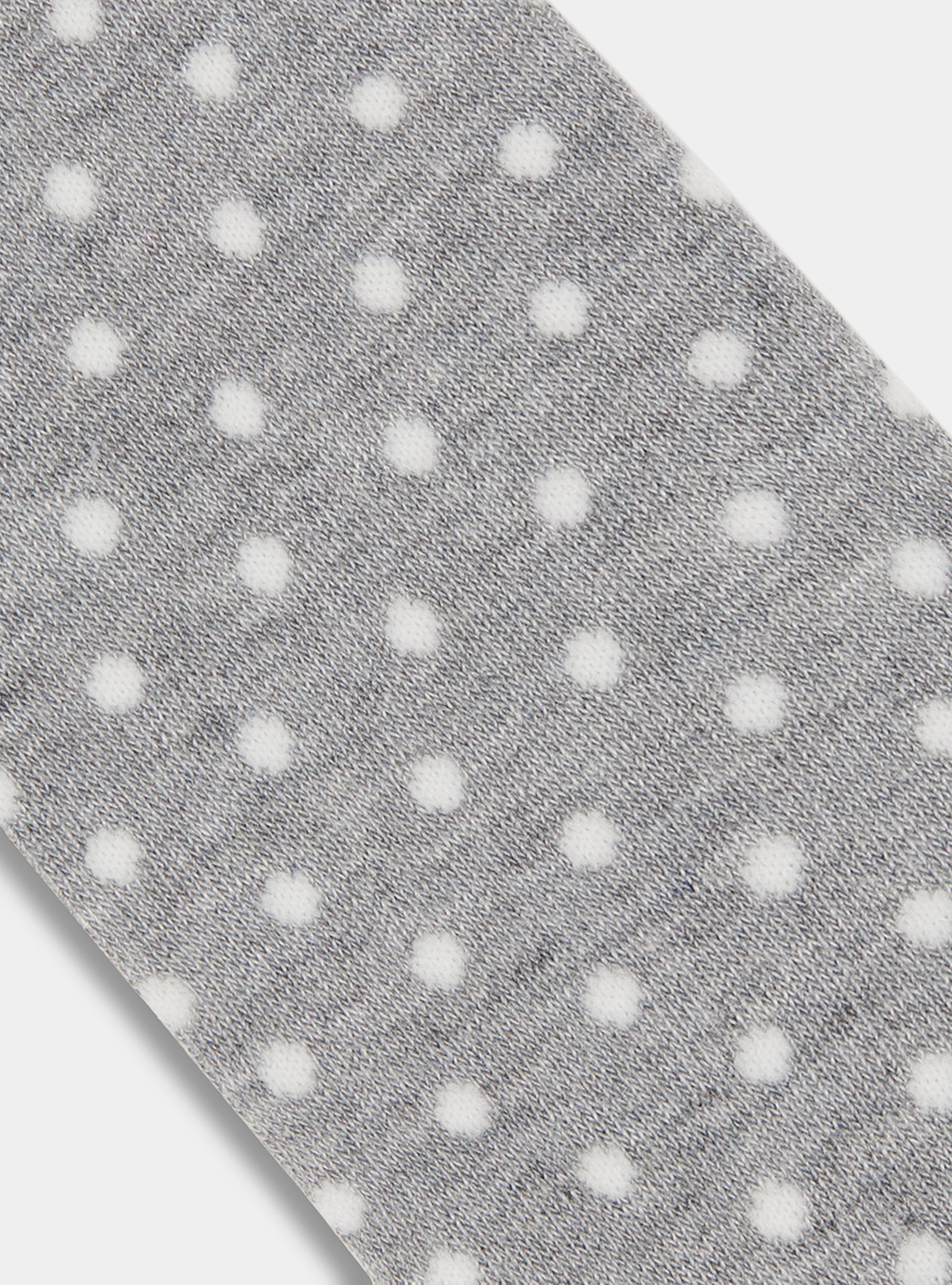 Calcetines largos de lunares y rayas con bordado, GRIGIO MELANGE 0151C