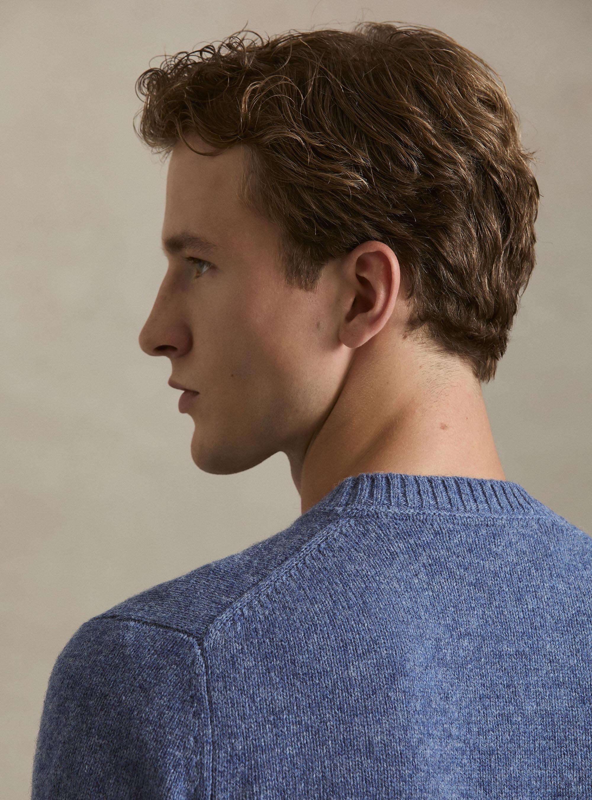 Rundhalspullover aus reiner Shetlandwolle, 0243C DENIM