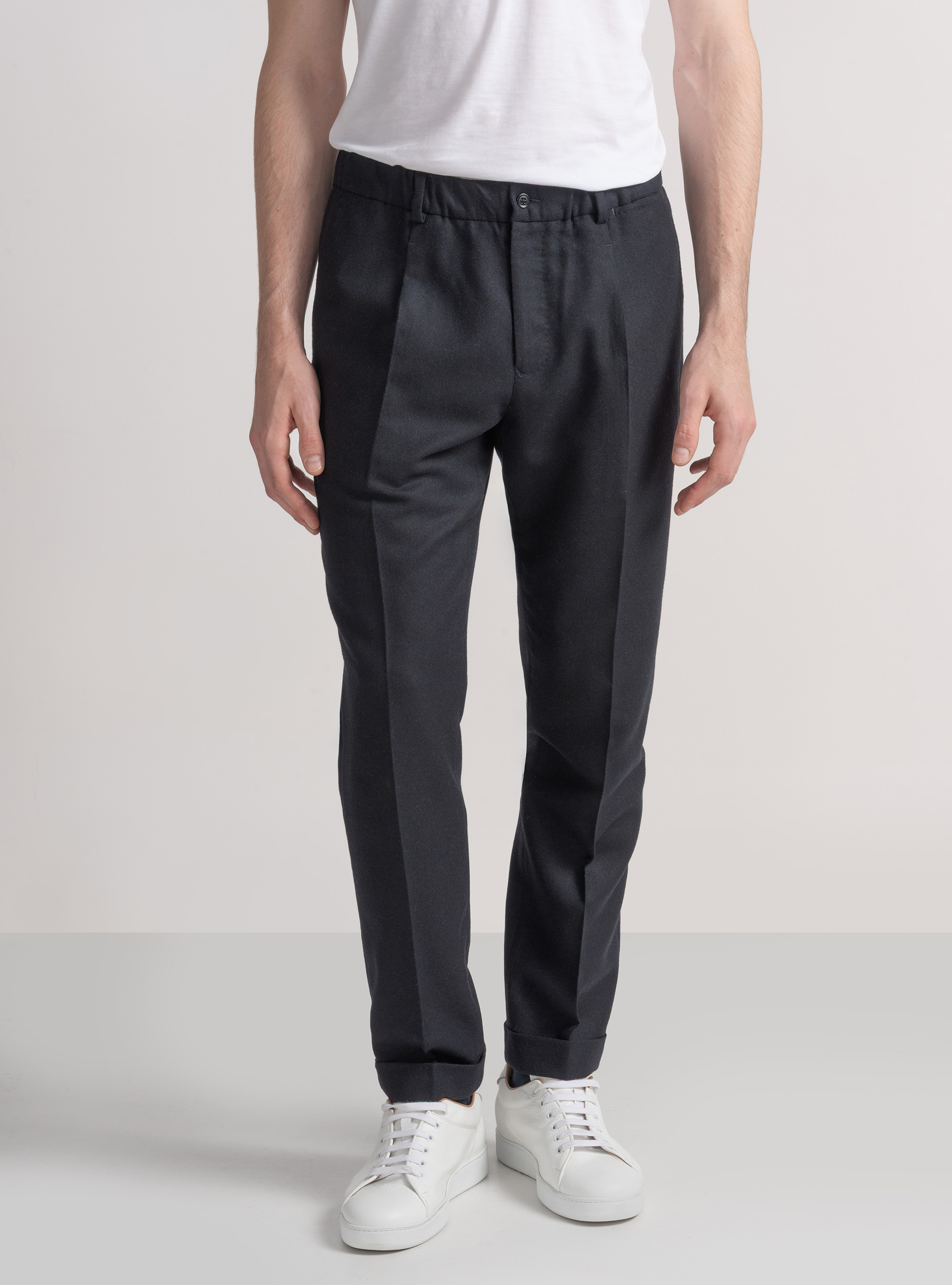 Lightweight wool-blend pleat and drawstring trousers, NAVY DARK 0219C
