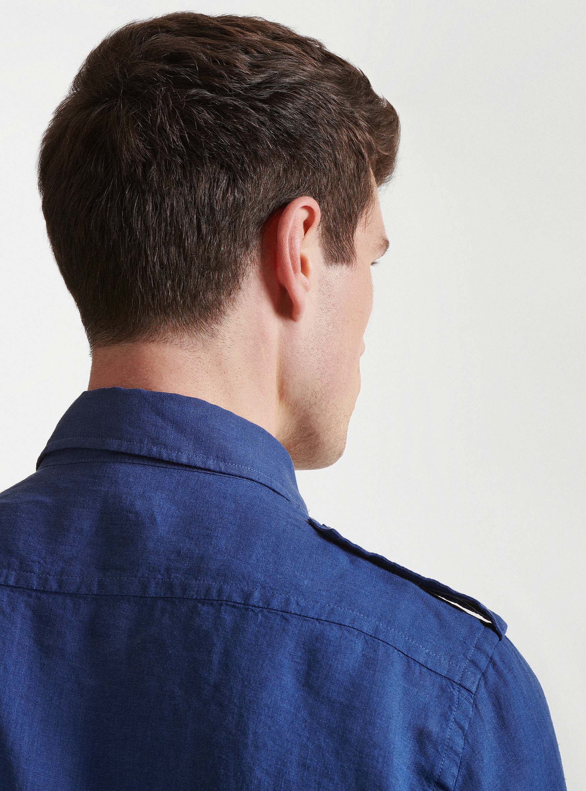 Camicia in puro lino con tasconi, 0243C DENIM