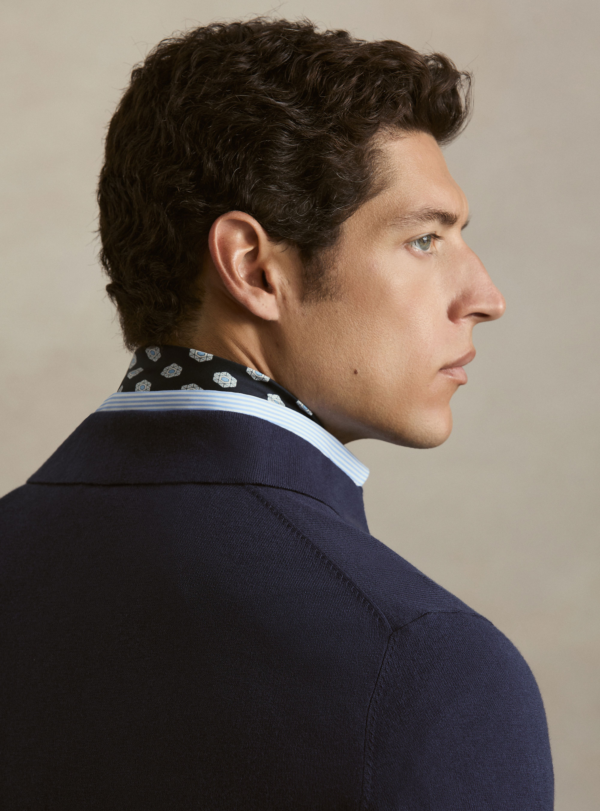 Polo in maglia di cotone e cashmere, INCHIOSTRO