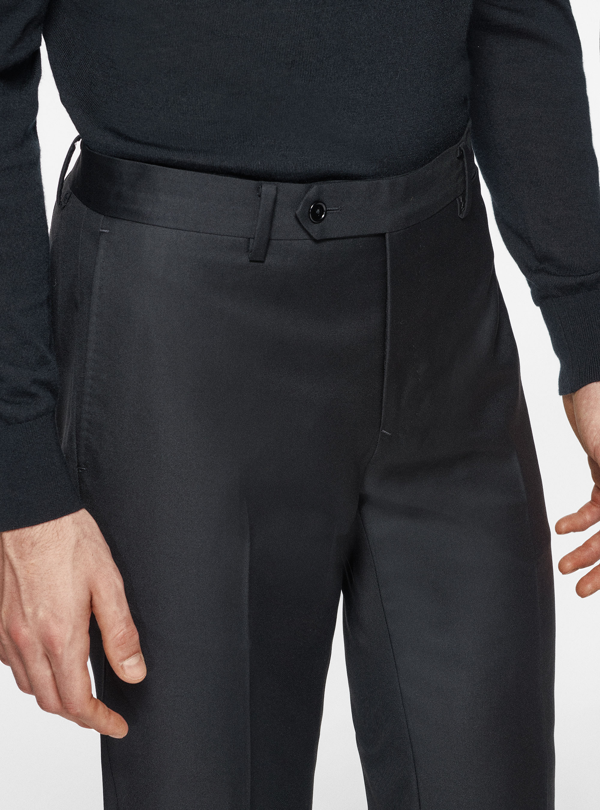 Pantaloni in pura lana superfine 110's, NERO