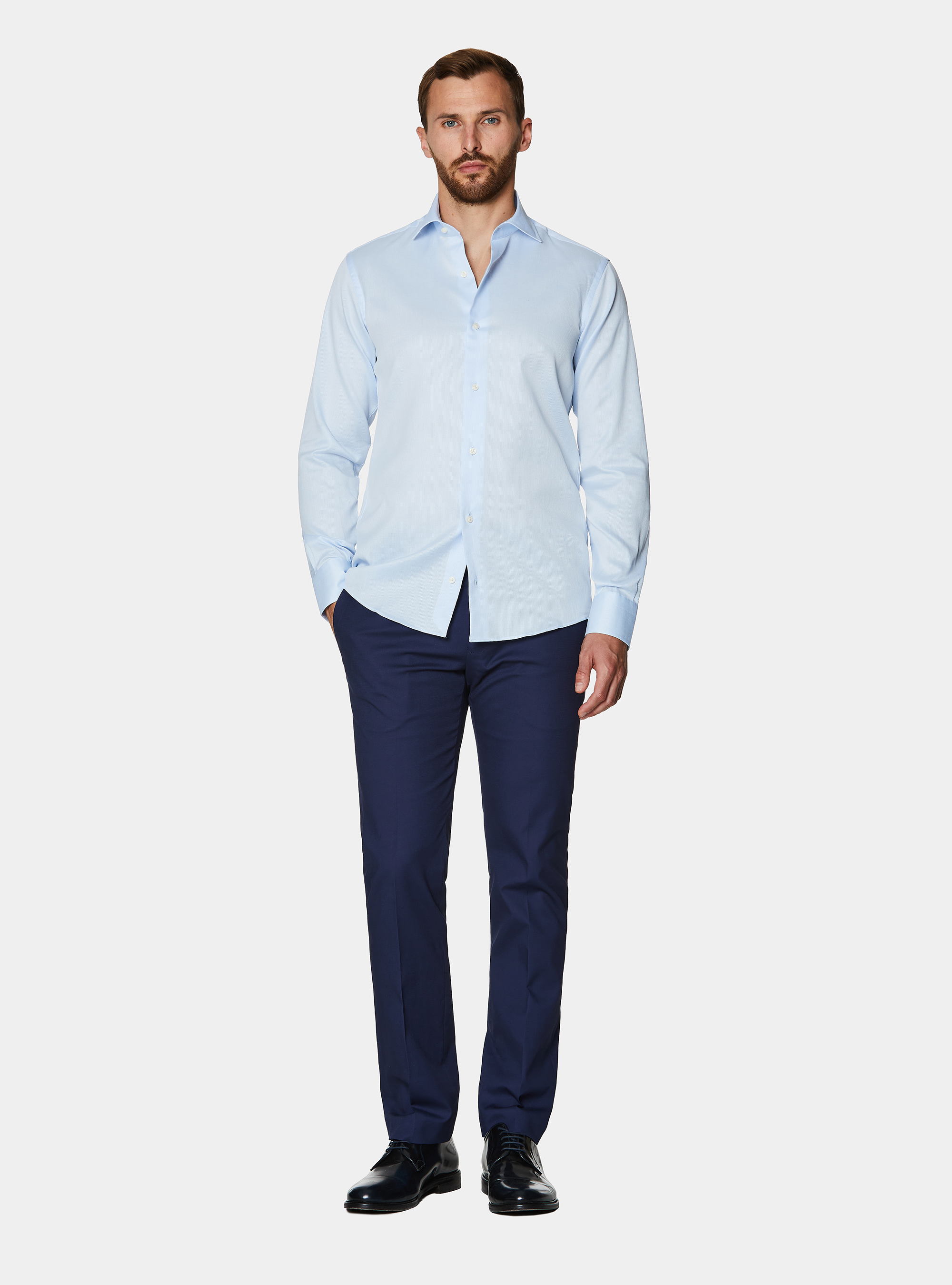 Textured cotton shirt, LIGHT BLUE