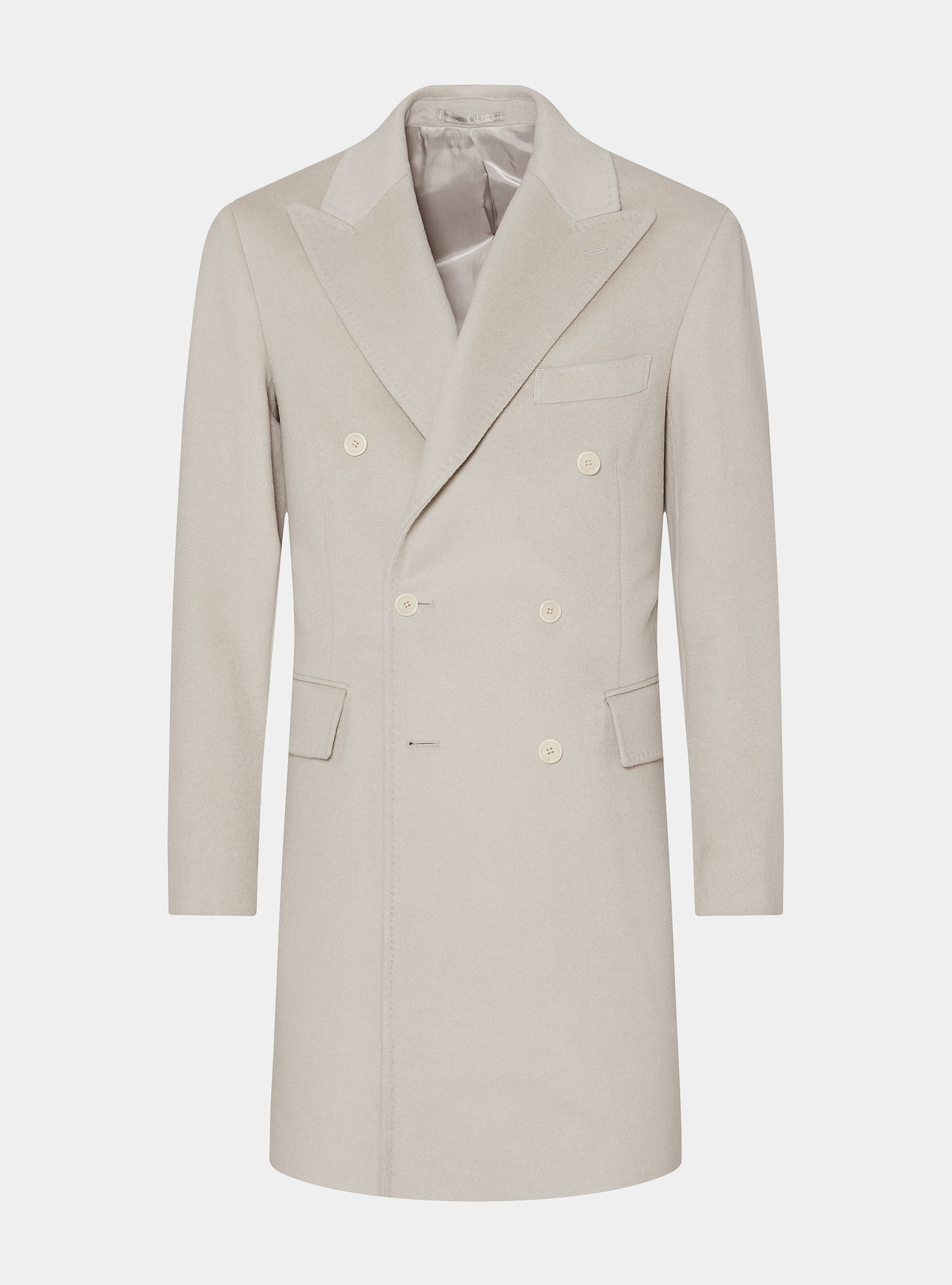 Wool and cashmere double-breasted coat, ECRU 0536C