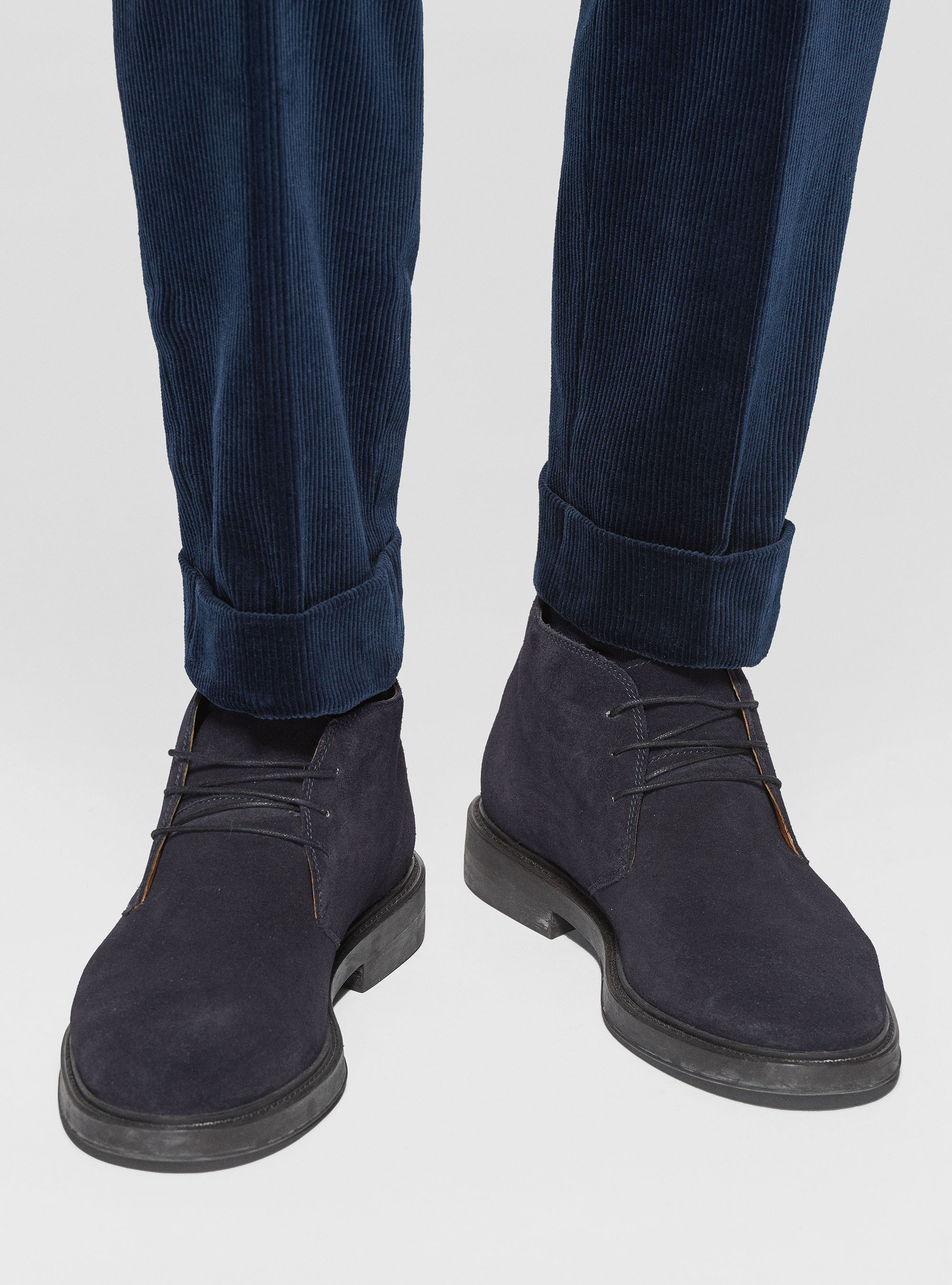 Pantaloni con pince in velluto stretch Duca Visconti di Modrone, BLU NAVY