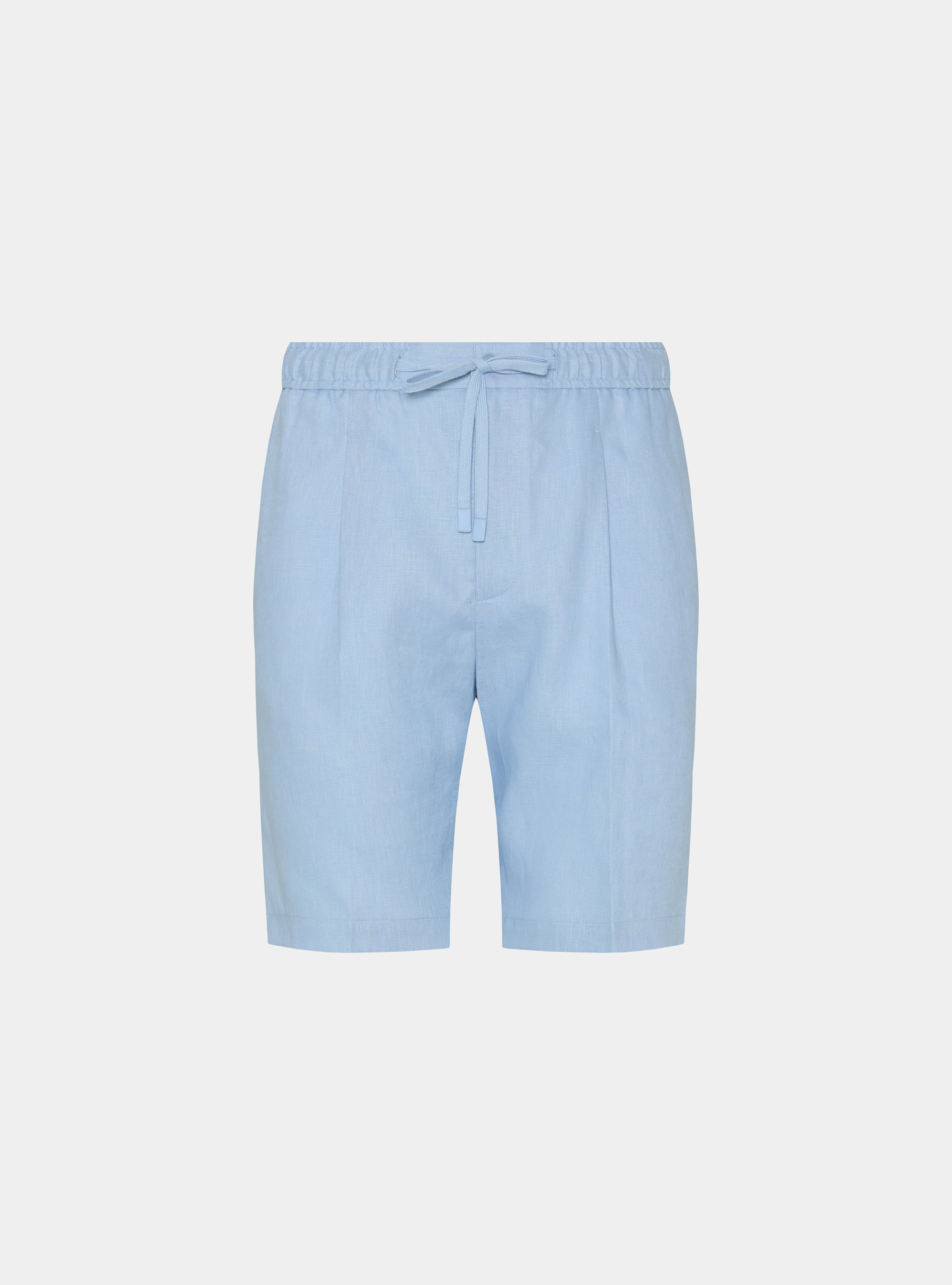 Linen Bermuda shorts with drawstring, 0266C AZZURRO