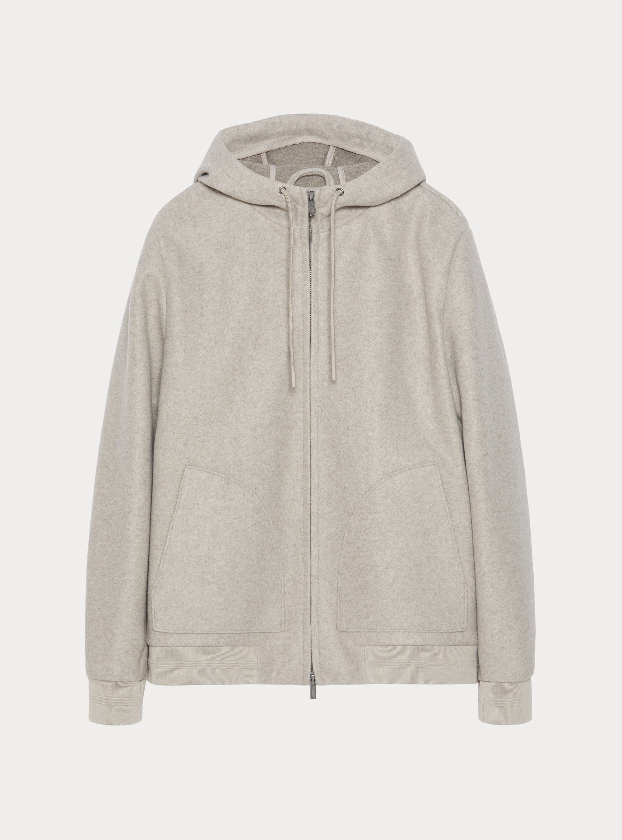 Giubbino in panno stretch con cappuccio, ECRU